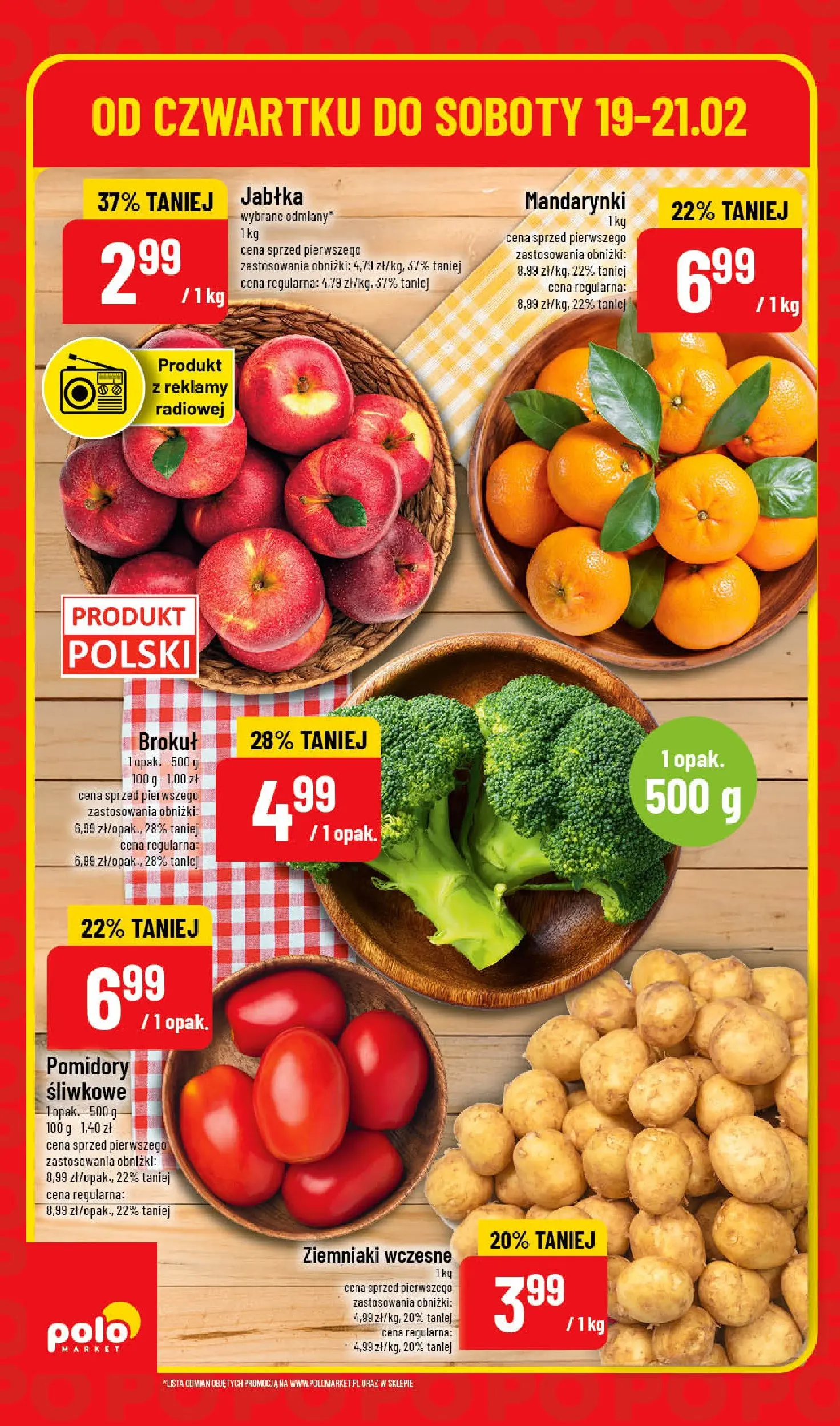 Nowa POLOmarket gazetka od jutra 20.02.2026 (PDF) | Strona: 2 | Produkty: Brokuł, Pomidory, Mandarynki, Ziemniaki