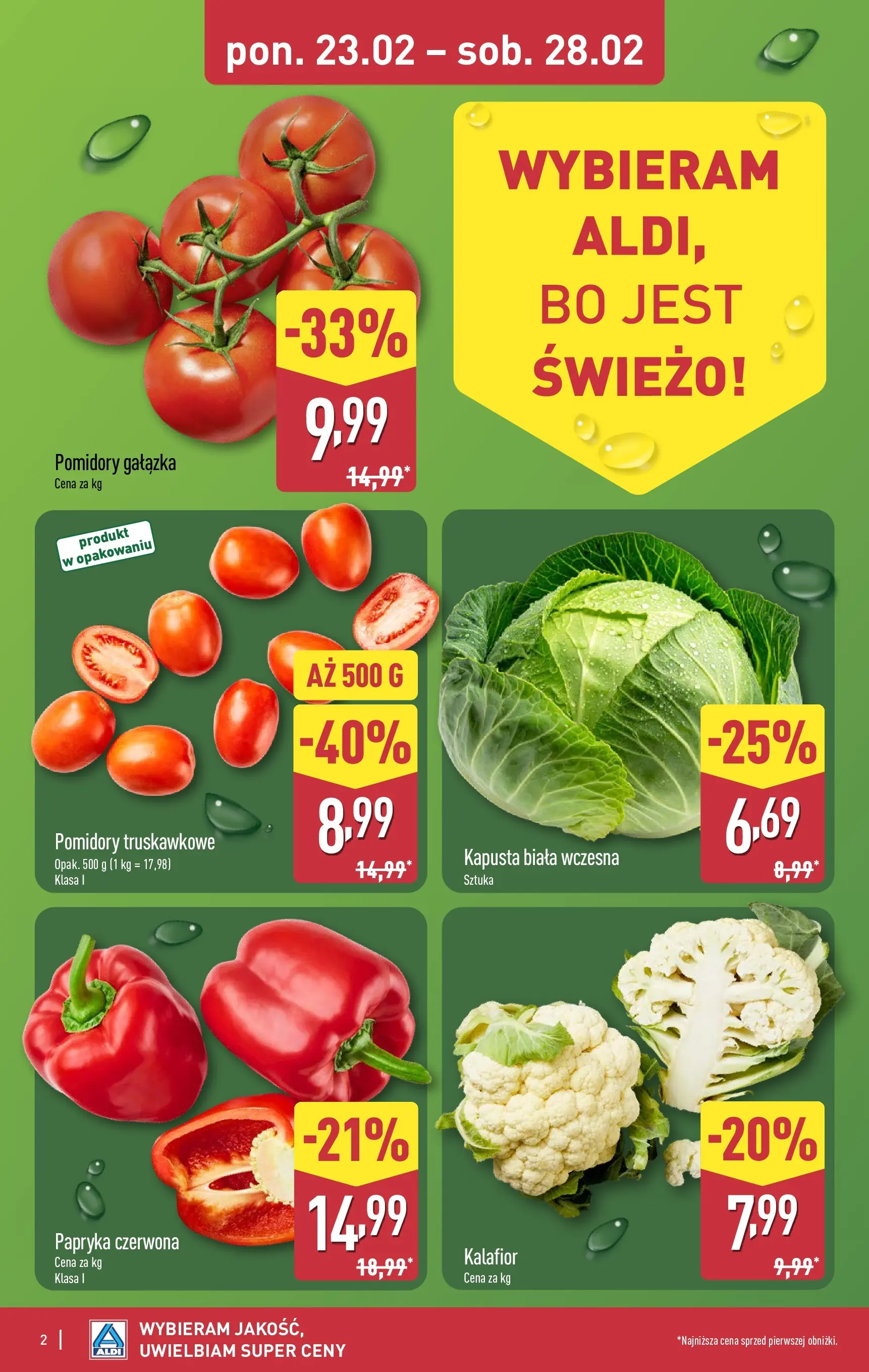 Aldi - Tanie zakupy w ALDI od 22.02.2026 - Ulotka PDF, promocje | Strona: 2 | Produkty: Papryka, Papryka czerwona, Pomidory, Kapusta biała