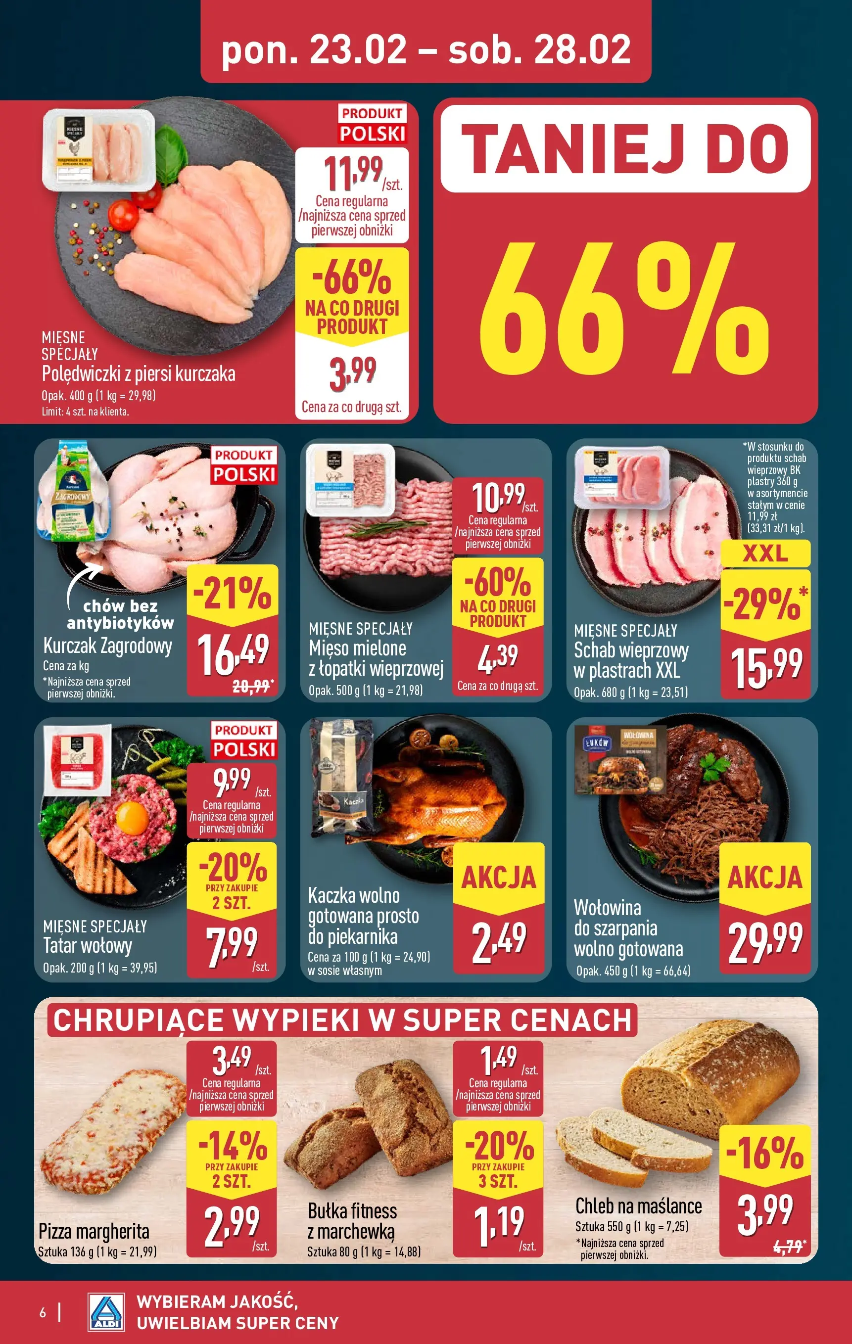 Aldi - Tanie zakupy w ALDI od 22.02.2026 - Ulotka PDF, promocje | Strona: 6 | Produkty: Chleb na maślance, Mięso mielone, Kurczak zagrodowy, Tatar
