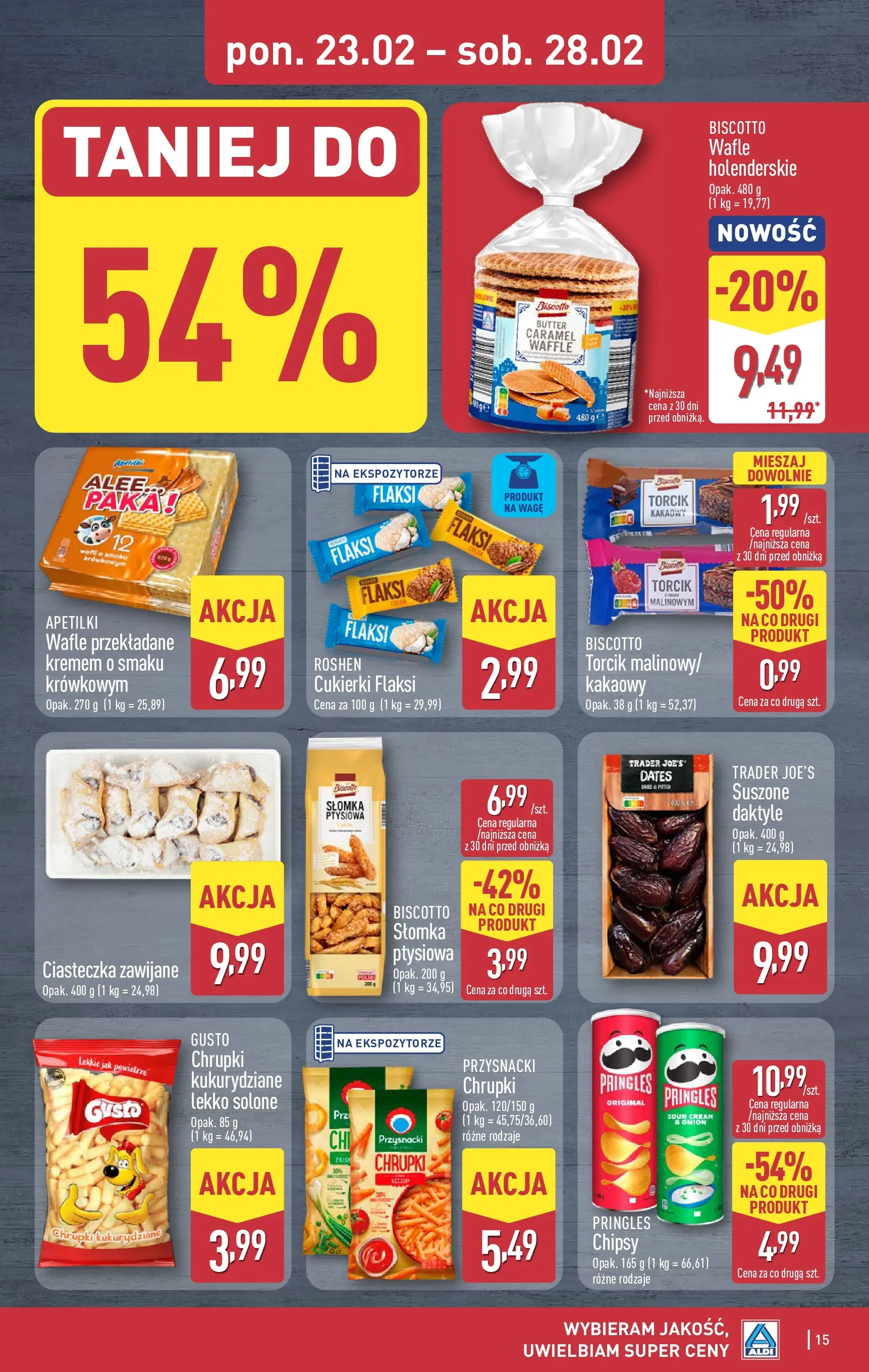 Aldi - Tanie zakupy w ALDI od 22.02.2026 - Ulotka PDF, promocje | Strona: 15 | Produkty: Wafle, Chrupki, Cukierki, Ciasteczka