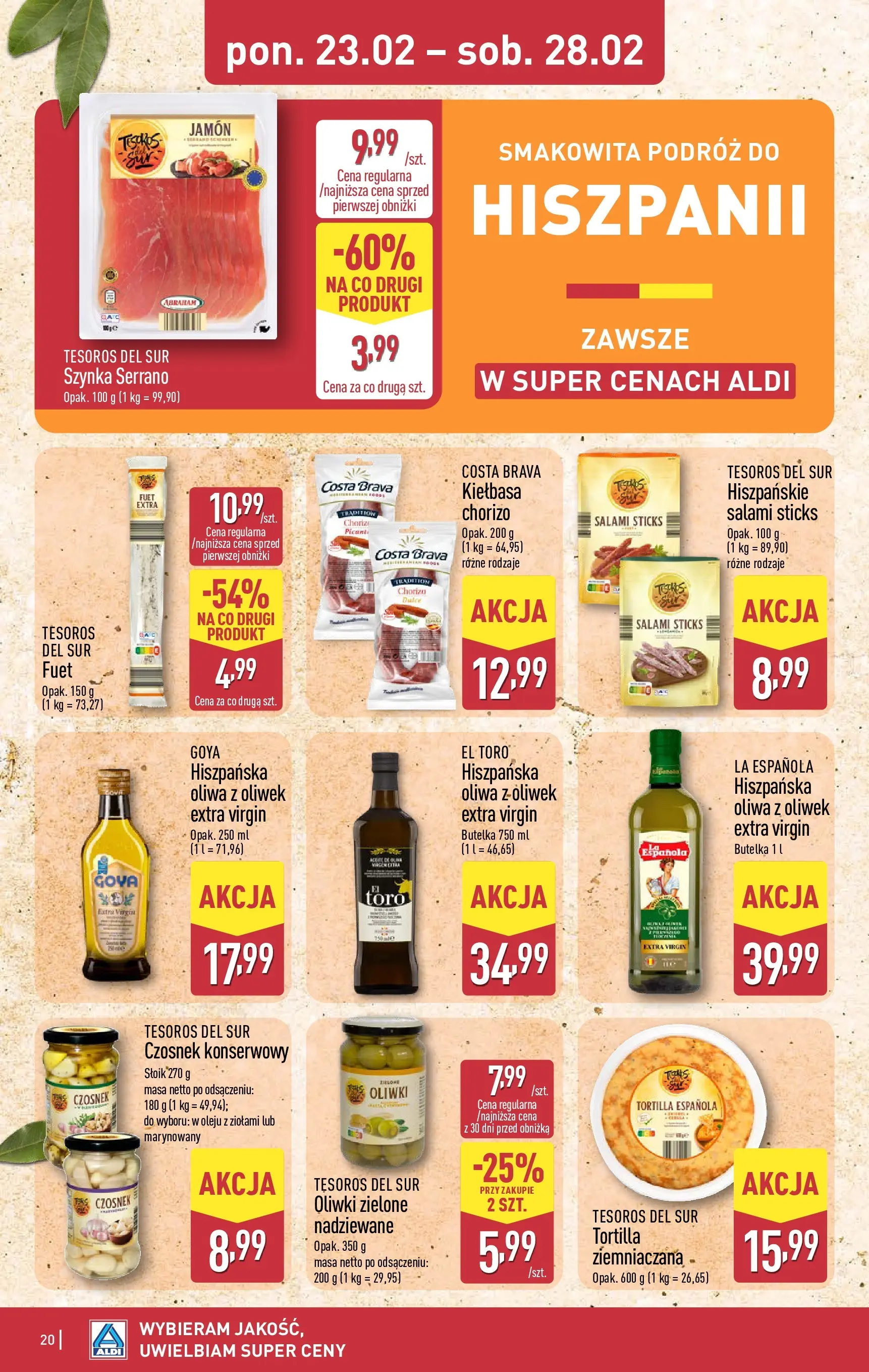 Aldi - Tanie zakupy w ALDI od 22.02.2026 - Ulotka PDF, promocje | Strona: 20 | Produkty: Czosnek, Oliwa z oliwek, Szynka, Oliwki zielone