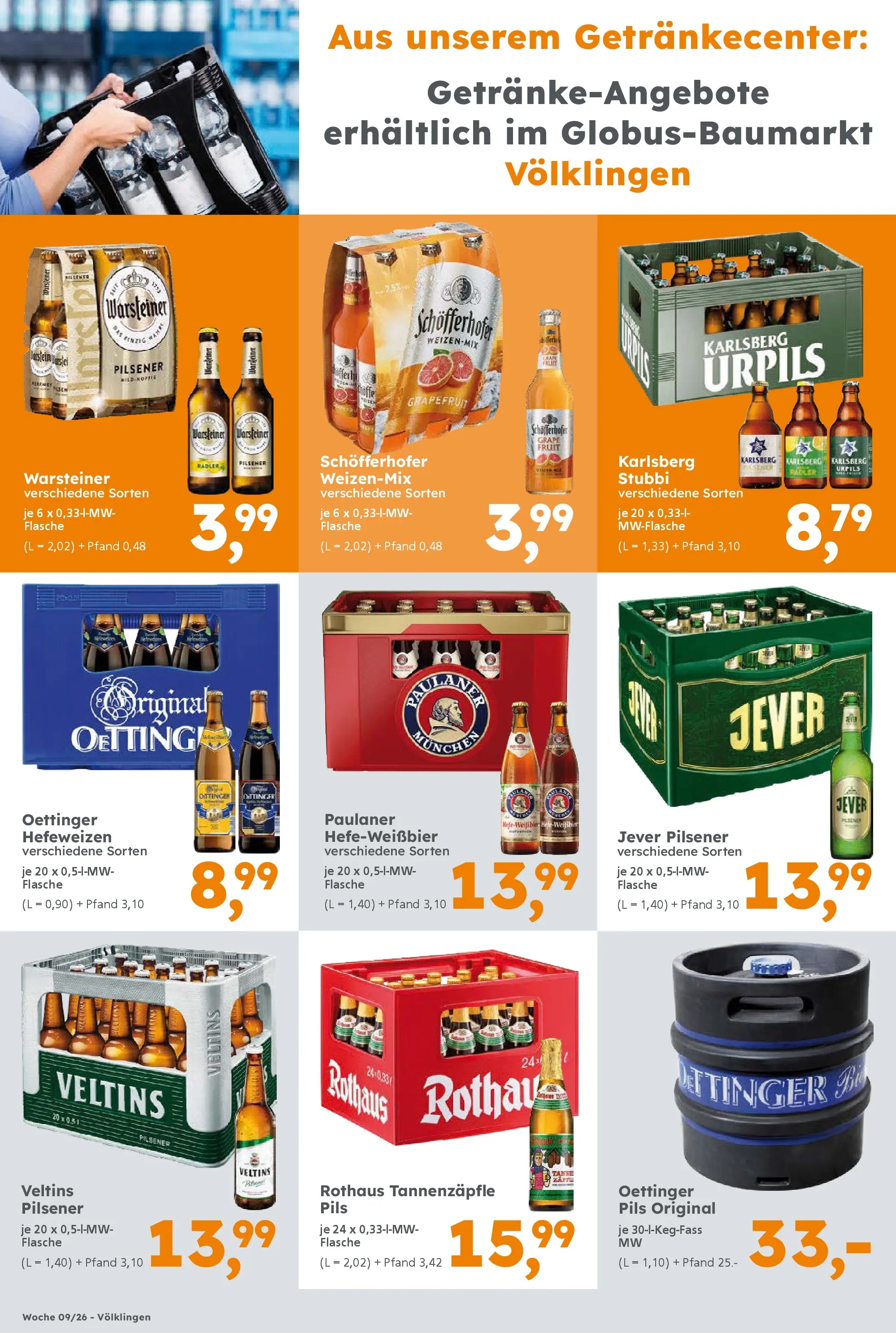 Globus Baumarkt prospekt Heusweiler	 (ab 23.02.2026) zum Blättern | Seite: 16 | Produkte: Pils, Warsteiner, Paulaner, Veltins