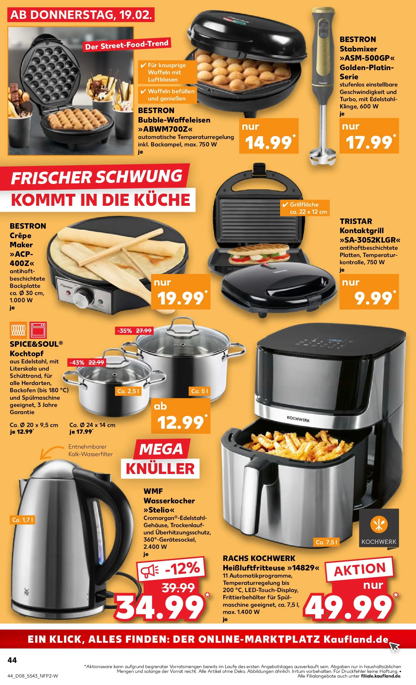 Prospekt Kaufland ab 22.02.2026 » Angebote Online zum Blättern | Seite: 44 | Produkte: Wasserkocher, Küche, Waffeln, Backofen