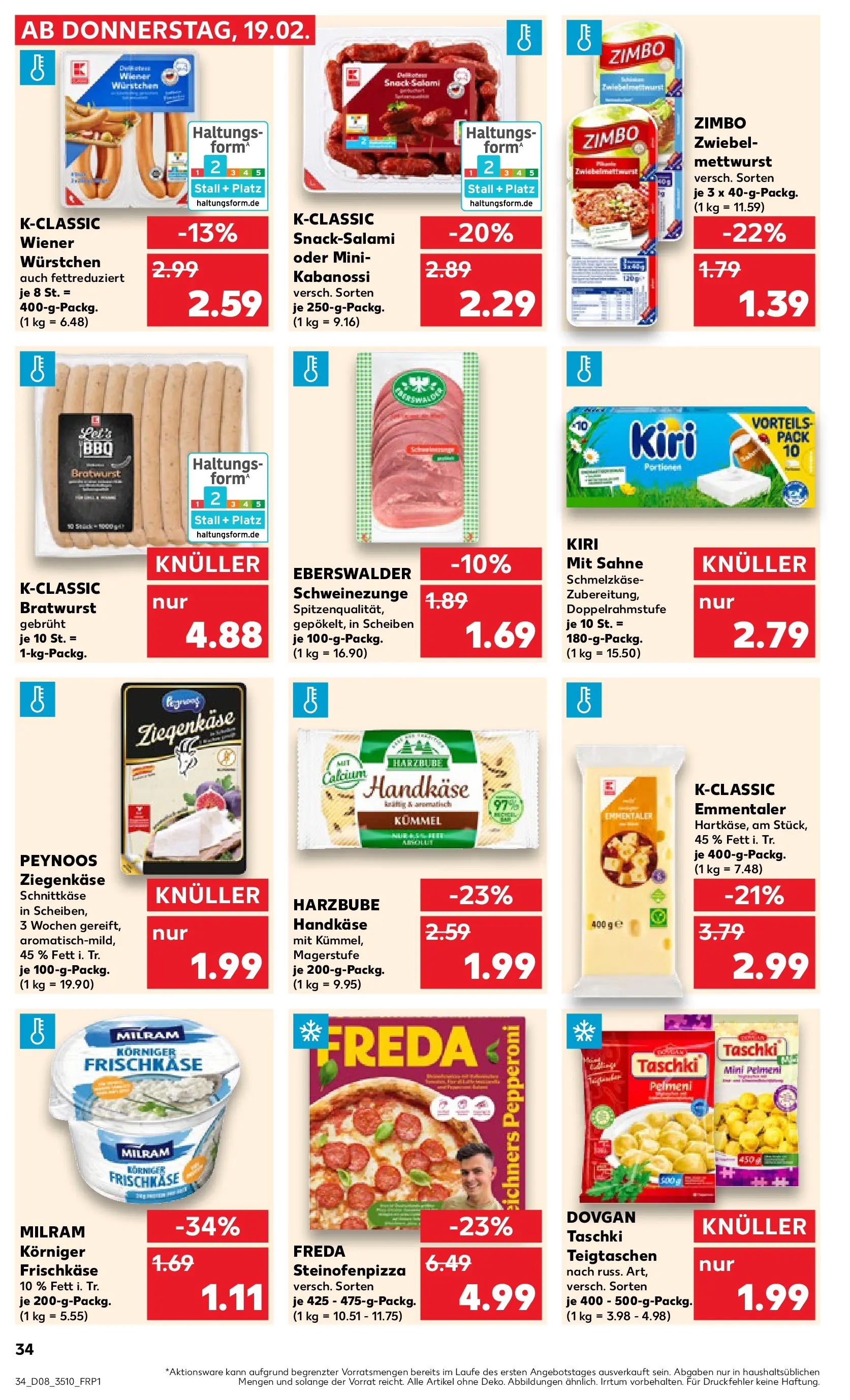 Prospekt Kaufland ab 22.02.2026 » Angebote Online zum Blättern | Seite: 34 | Produkte: Wiener wurstchen, Ziegenkäse, Sahne, Frischkase