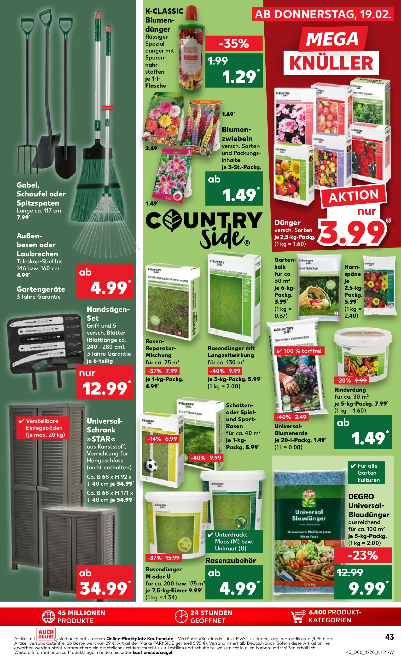 Prospekt Kaufland ab 22.02.2026 » Angebote Online zum Blättern | Seite: 43 | Produkte: Schrank, Blumen, Blumenerde, Zwiebeln