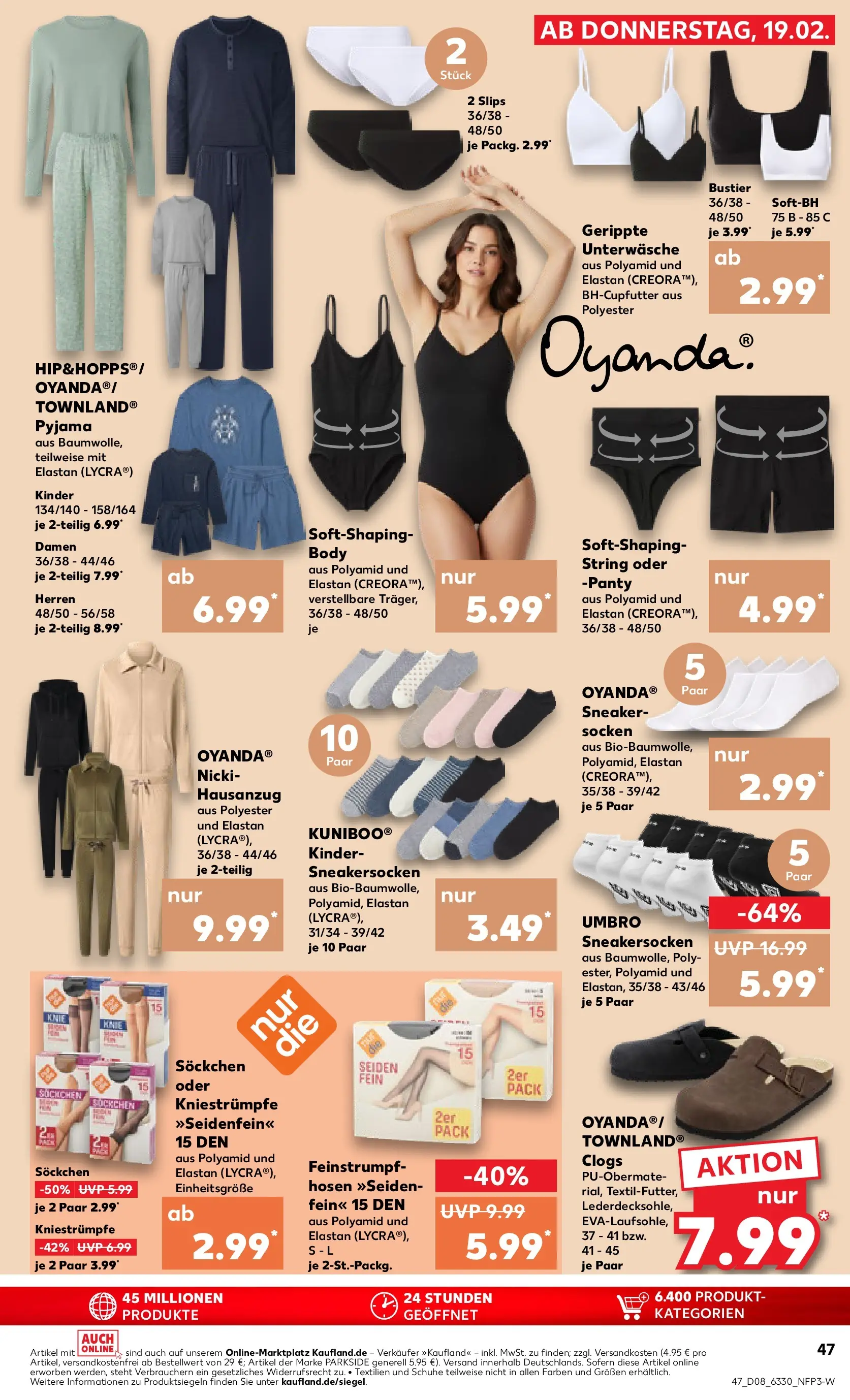 Prospekt Kaufland ab 22.02.2026 » Angebote Online zum Blättern | Seite: 47 | Produkte: Kniestrümpfe, String, Socken, Pyjama