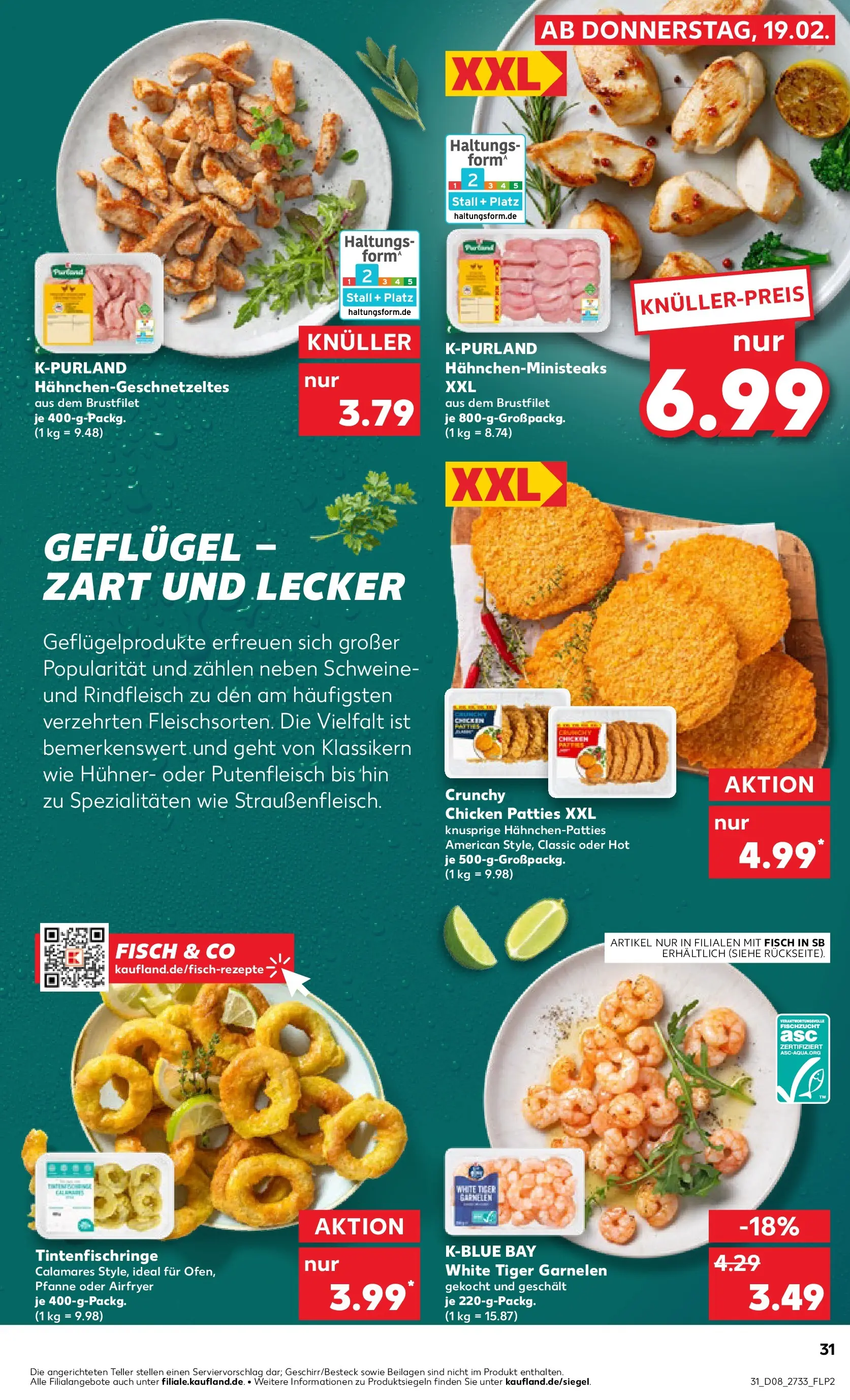 Prospekt Kaufland ab 22.02.2026 » Angebote Online zum Blättern | Seite: 31 | Produkte: Garnelen, Fisch, Tiger garnelen, Rindfleisch