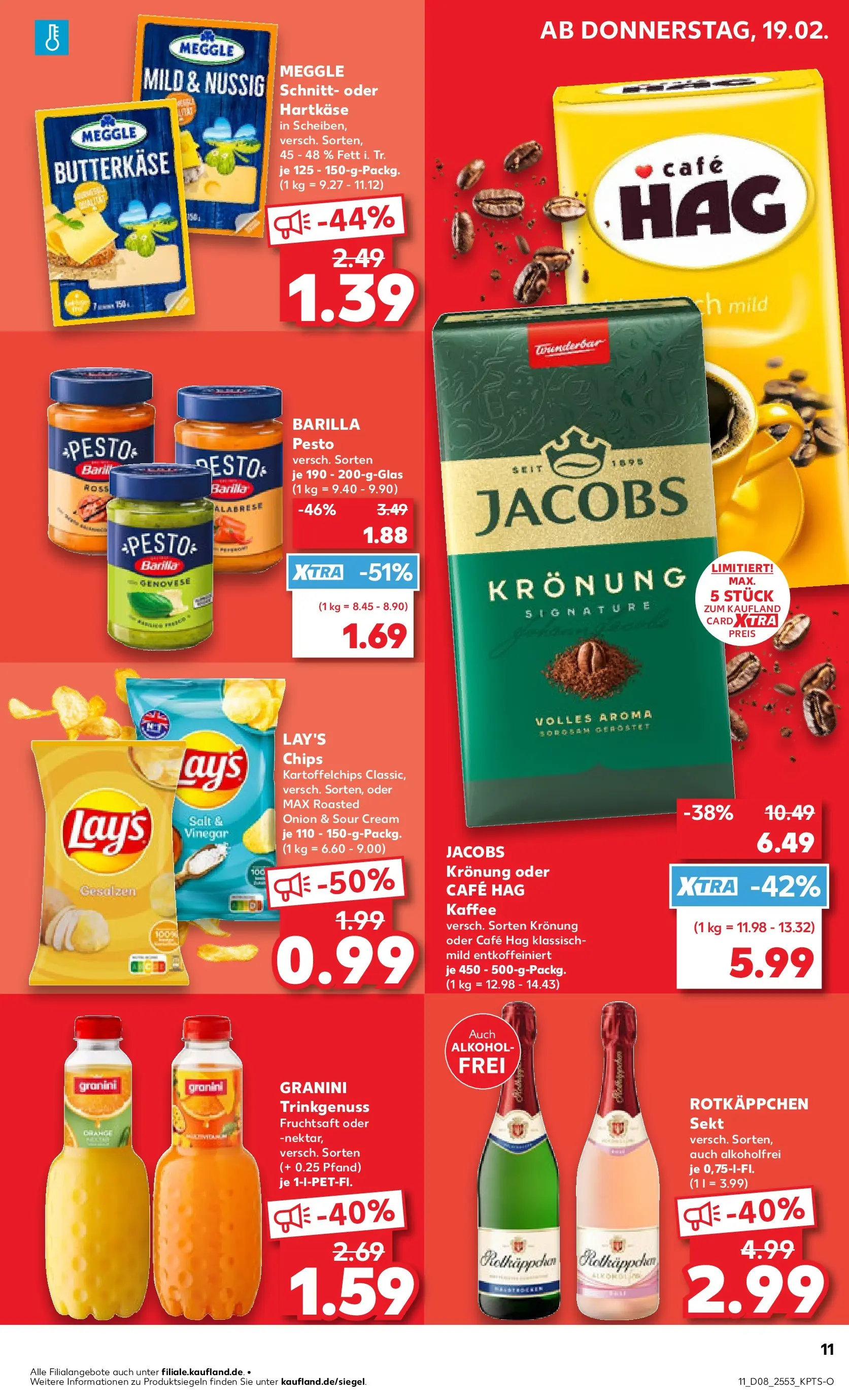 Prospekt Kaufland ab 22.02.2026 » Angebote Online zum Blättern | Seite: 11 | Produkte: Rotkappchen sekt, Barilla pesto, Chips, Fruchtsaft