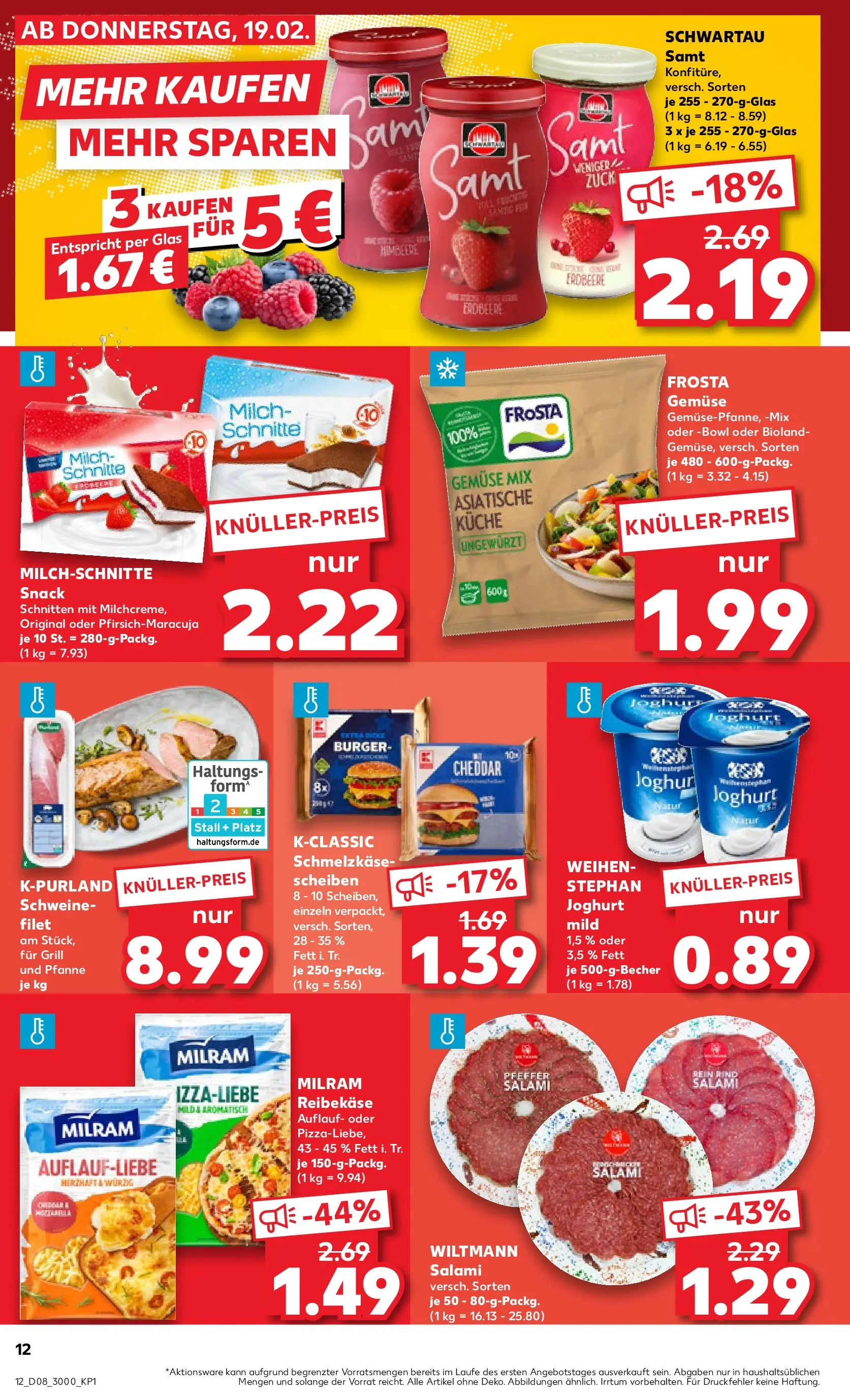Prospekt Kaufland ab 22.02.2026 » Angebote Online zum Blättern | Seite: 12 | Produkte: Grill, Frosta, Salami, Reibekase