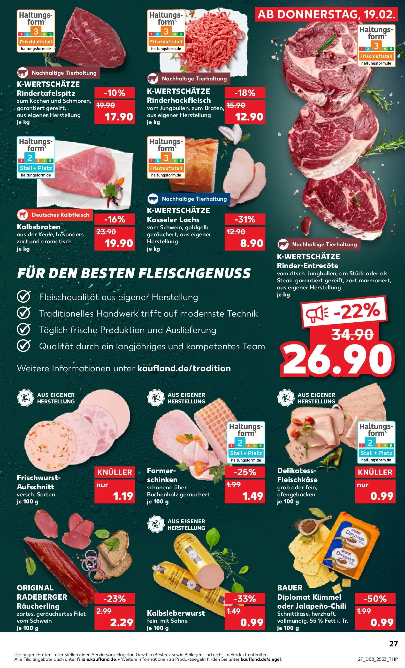Prospekt Kaufland ab 22.02.2026 » Angebote Online zum Blättern | Seite: 27 | Produkte: Lachs, Schinken, Sahne