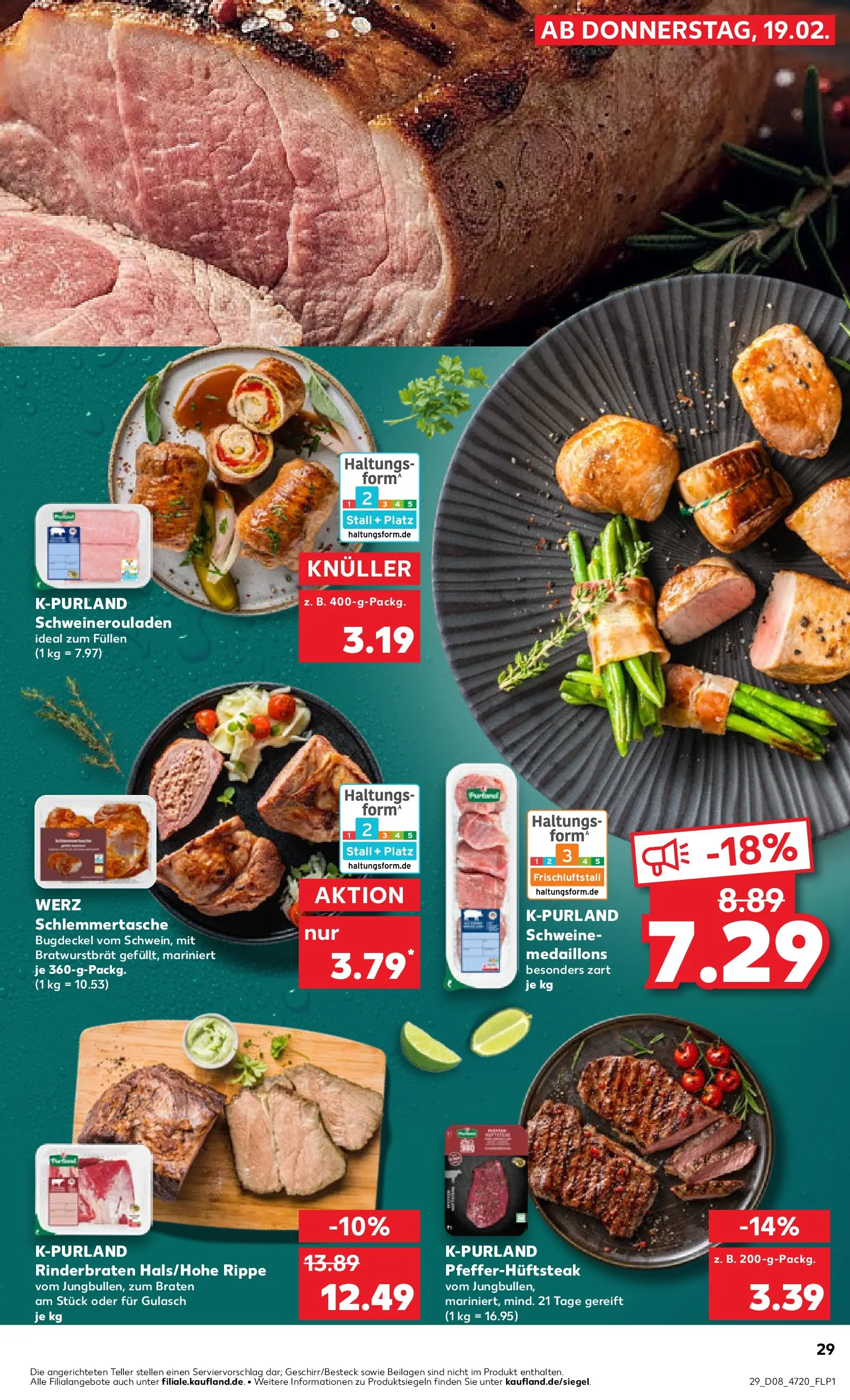 Prospekt Kaufland ab 22.02.2026 » Angebote Online zum Blättern | Seite: 29 | Produkte: Rinderbraten, Gulasch, Steak