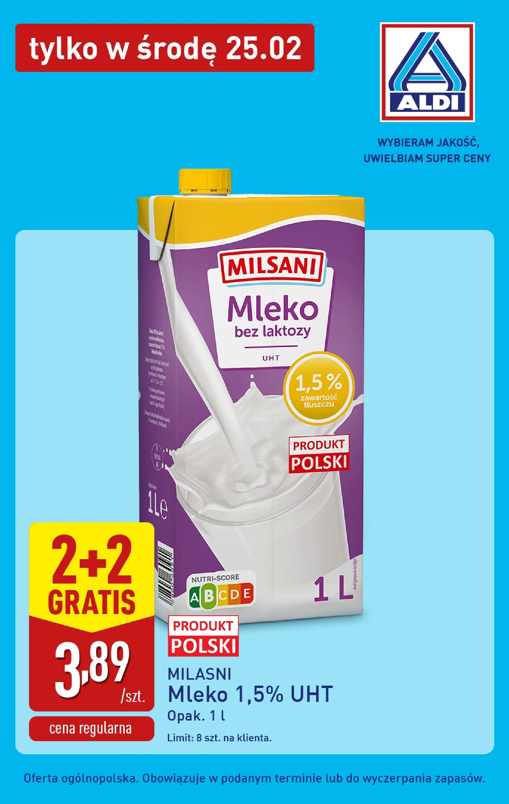 Aldi Gazetka - Tylko w środę od 25.02.2026 - Ulotka PDF, promocje | Strona: 4 | Produkty: Mleko bez laktozy, Bez laktozy, Mleko