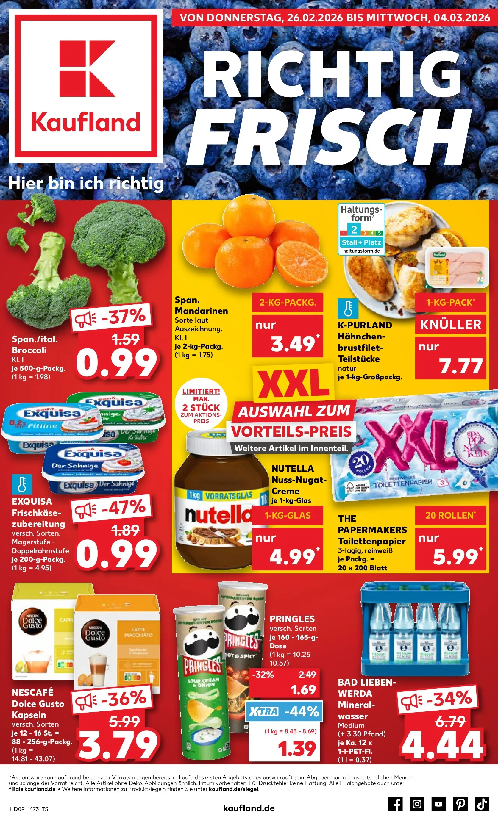 Prospekt Kaufland ab 26.02.2026 » Angebote Online zum Blättern | Seite: 1 | Produkte: Bad, Mandarinen, Creme, Toilettenpapier