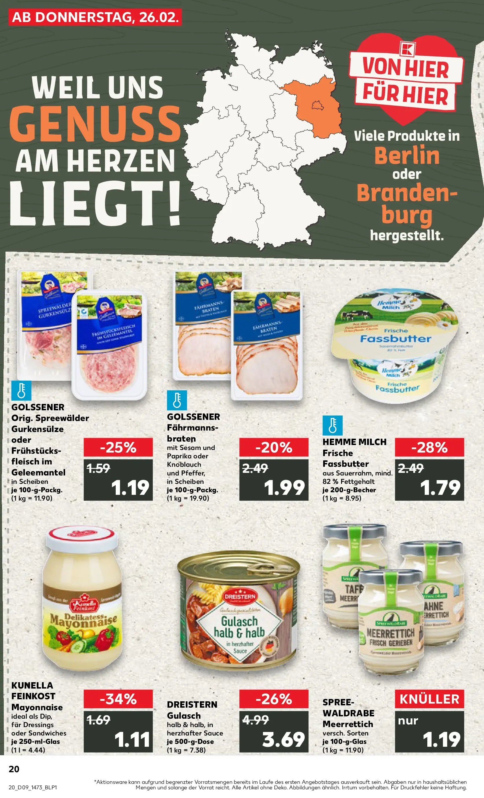 Prospekt Kaufland ab 26.02.2026 » Angebote Online zum Blättern | Seite: 20 | Produkte: Milch, Paprika, Mayonnaise, Gulasch