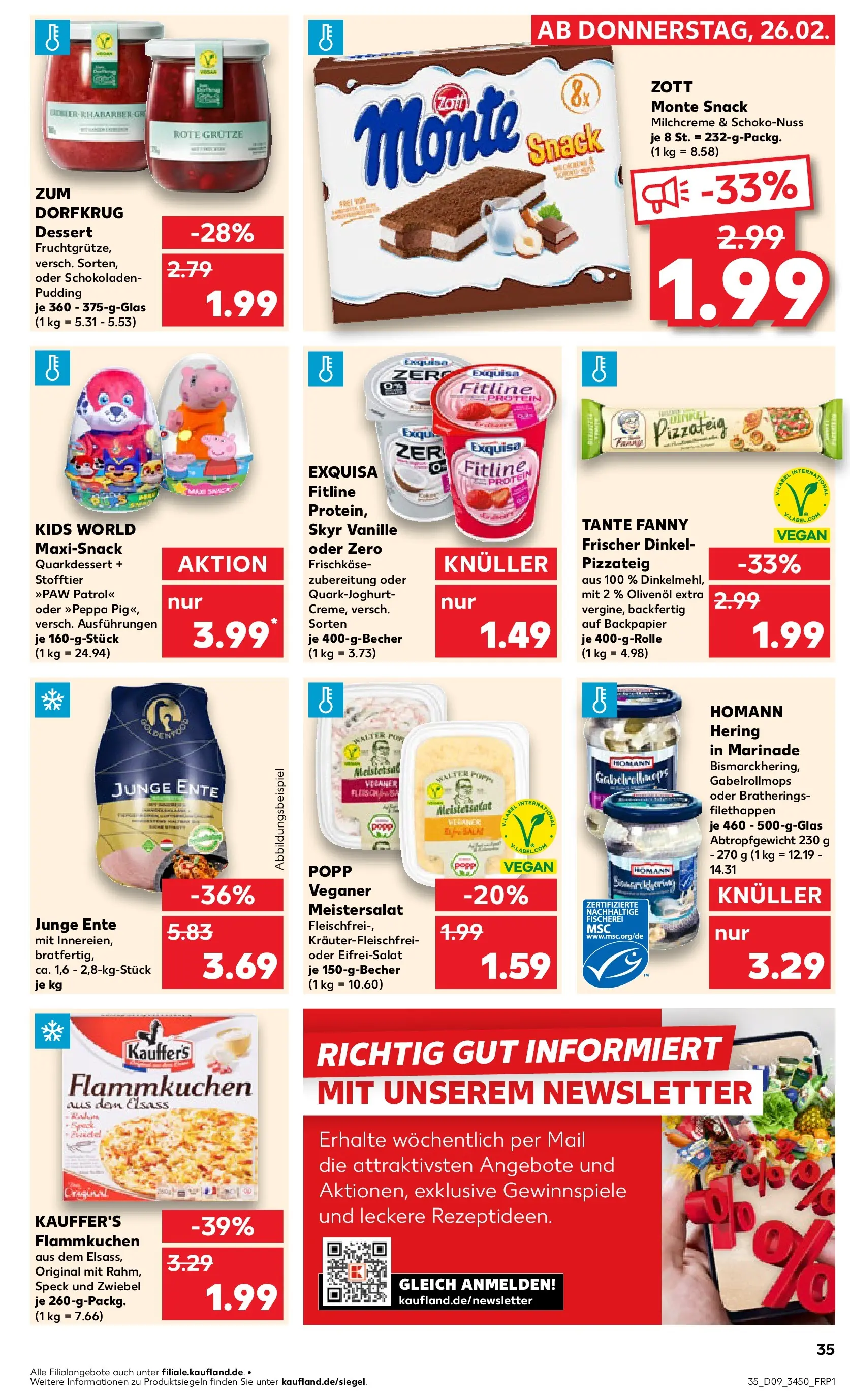 Prospekt Kaufland ab 26.02.2026 » Angebote Online zum Blättern | Seite: 35 | Produkte: Olivenol, Pudding, Exquisa, Frischkase