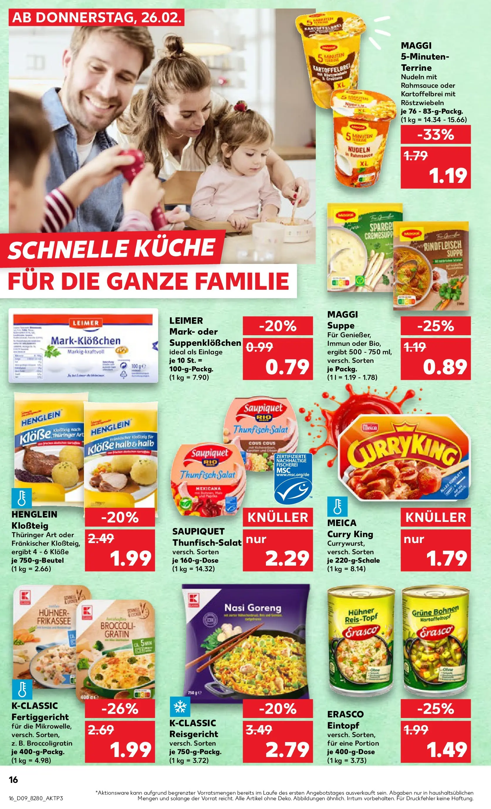 Prospekt Kaufland ab 26.02.2026 » Angebote Online zum Blättern | Seite: 16 | Produkte: Maggi, Thunfisch, Maggi suppe, Rindfleisch