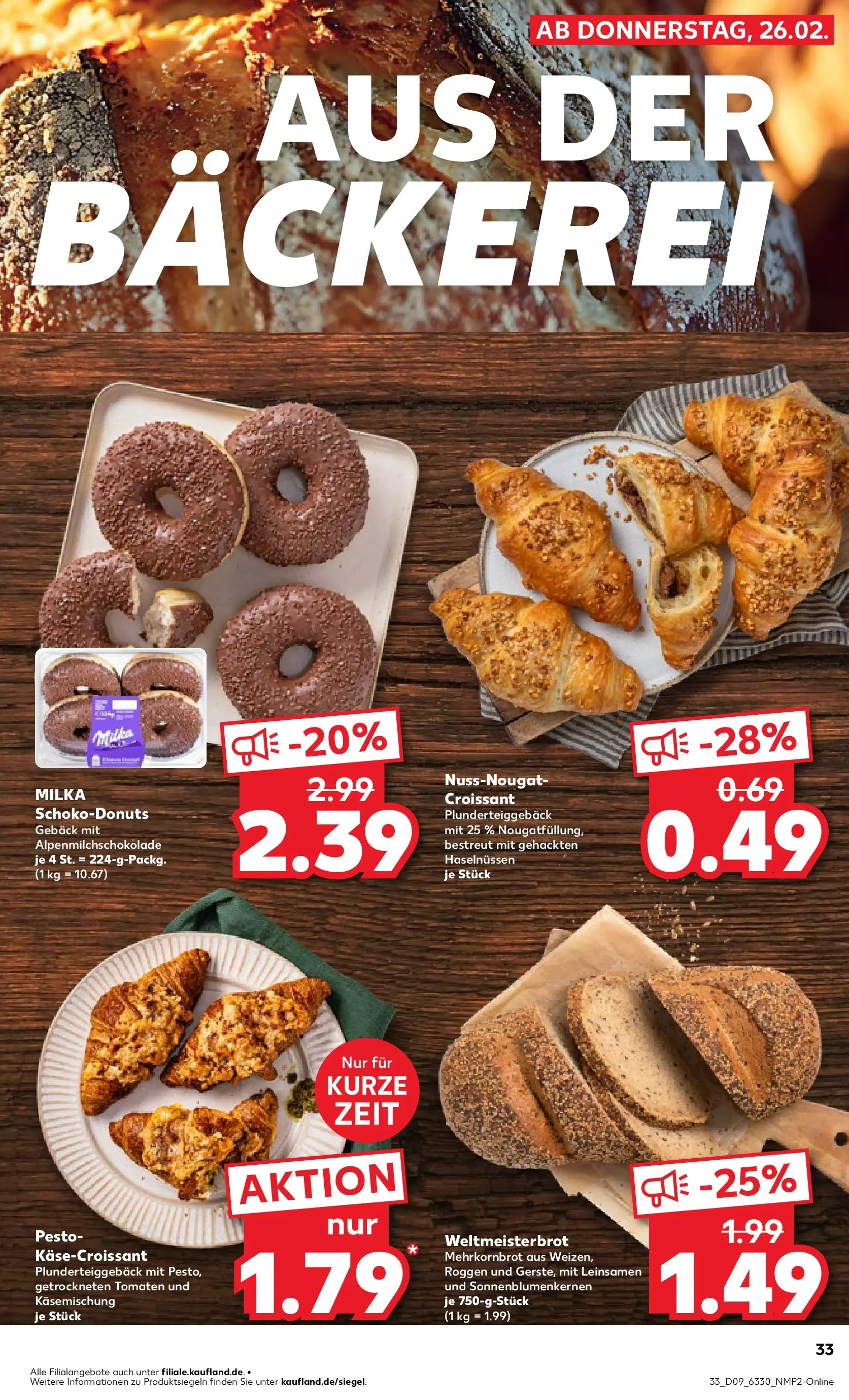 Prospekt Kaufland ab 26.02.2026 » Angebote Online zum Blättern | Seite: 33 | Produkte: Bäckerei, Tomaten, Croissant, Donuts