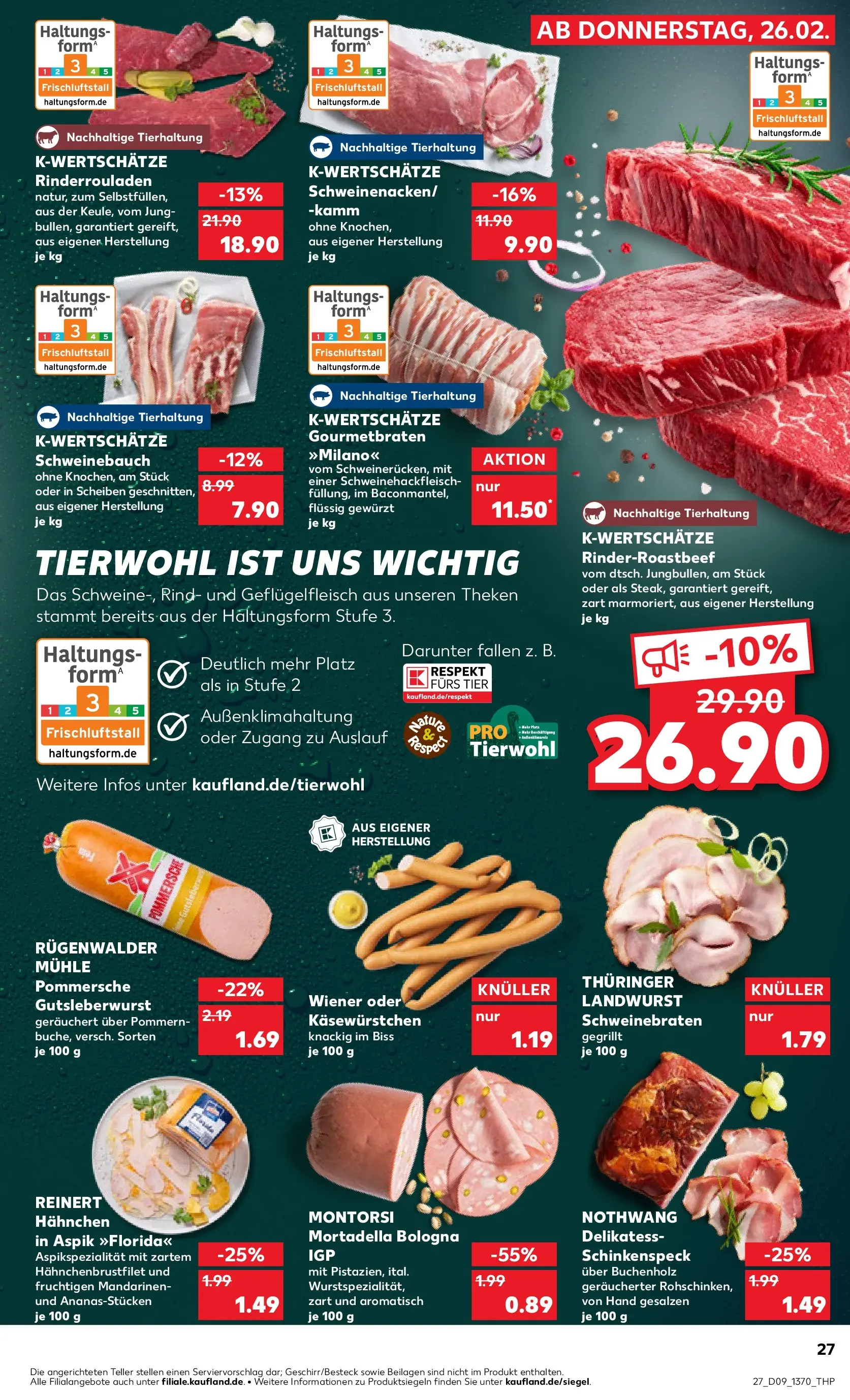 Prospekt Kaufland ab 26.02.2026 » Angebote und Werbung Online | Seite: 27 | Produkte: Rinderrouladen, Hahnchen, Schweinebauch, Mandarinen Prospekt Kaufland ab 26.02.2026 » Angebote Online zum Blättern | Seite: 27 | Produkte: Rinderrouladen, Hahnchen, Schweinebauch, Mandarinen