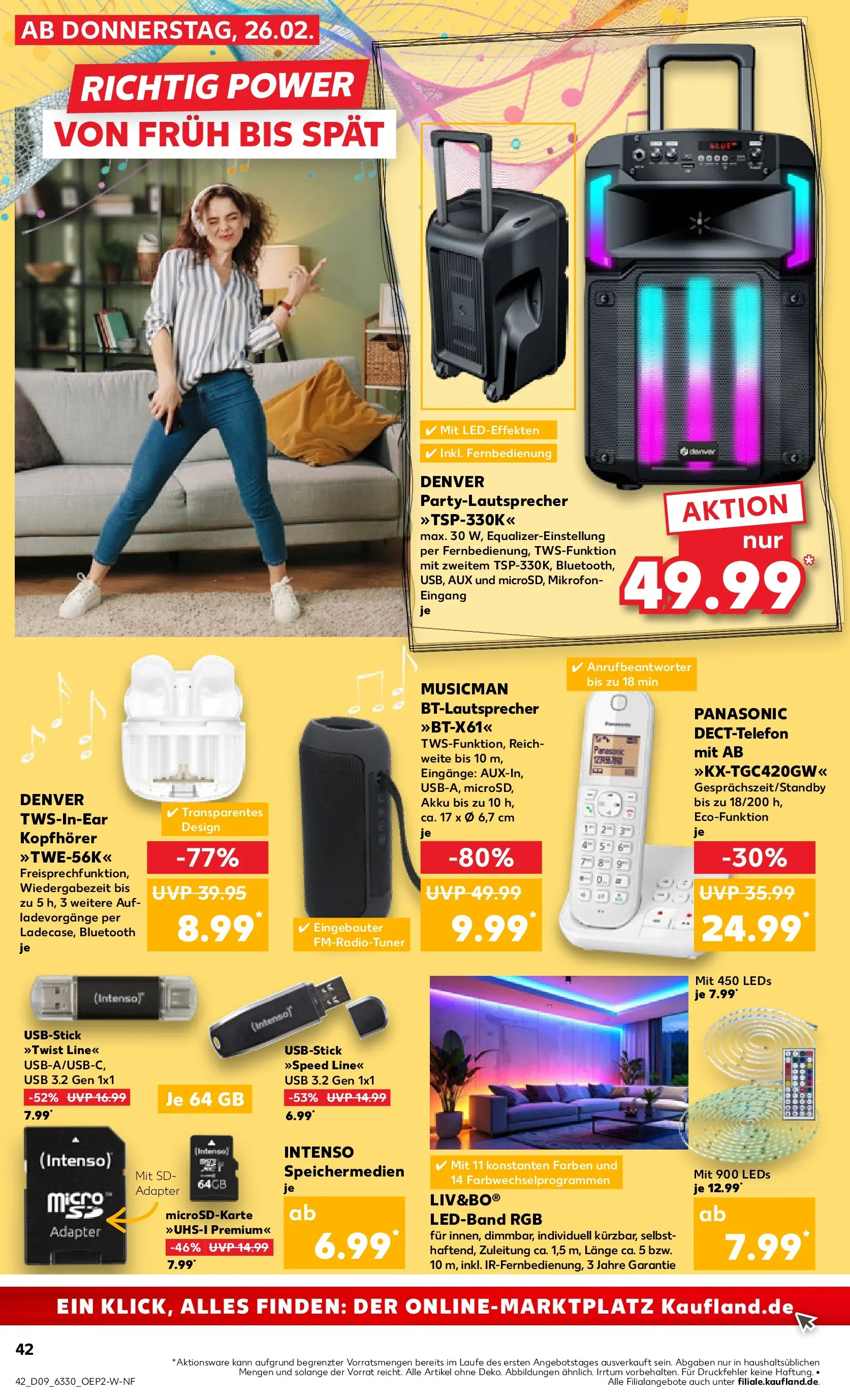 Prospekt Kaufland ab 26.02.2026 » Angebote Online zum Blättern | Seite: 42 | Produkte: Mikrofon, Panasonic, USB, Kopfhörer