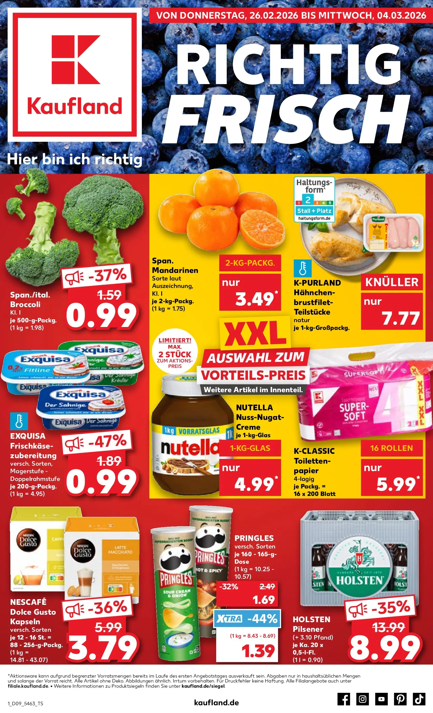 Prospekt Kaufland ab 26.02.2026 » Angebote Online zum Blättern | Seite: 1 | Produkte: Creme, Dolce Gusto kapseln, Pringles, Frischkase