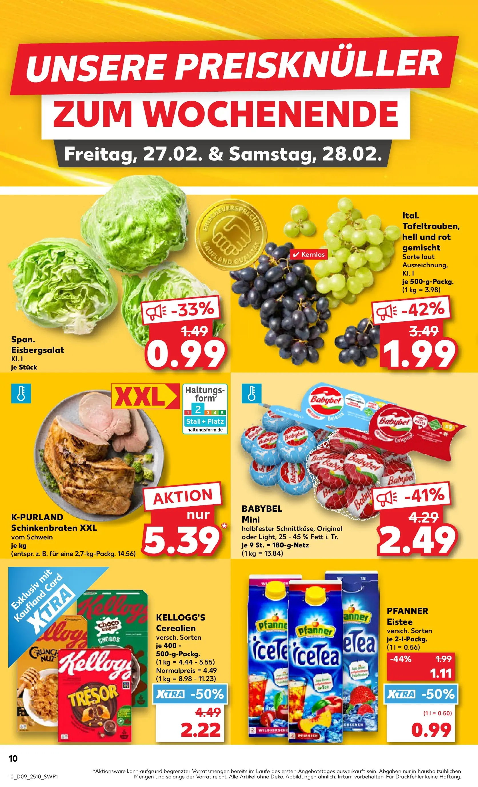 Prospekt Kaufland ab 26.02.2026 » Angebote Online zum Blättern | Seite: 10 | Produkte: Eisbergsalat, Pfanner eistee, Pfirsich, Babybel