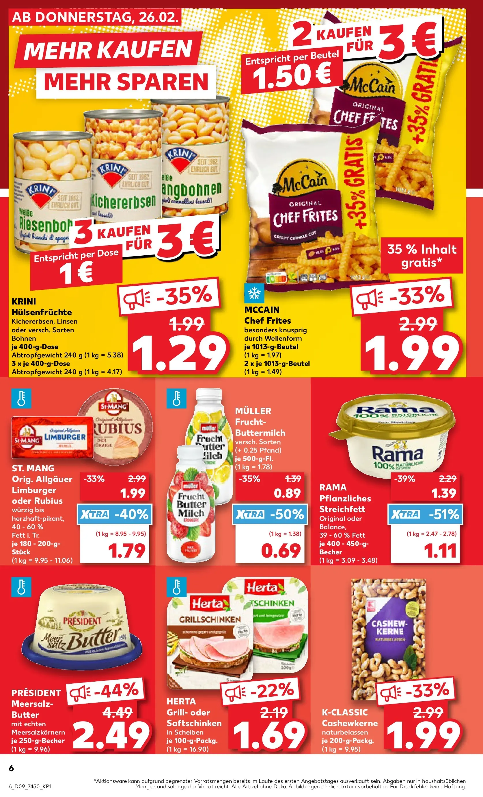 Prospekt Kaufland ab 26.02.2026 » Angebote Online zum Blättern | Seite: 6 | Produkte: Grill, Buttermilch, Rama, Butter