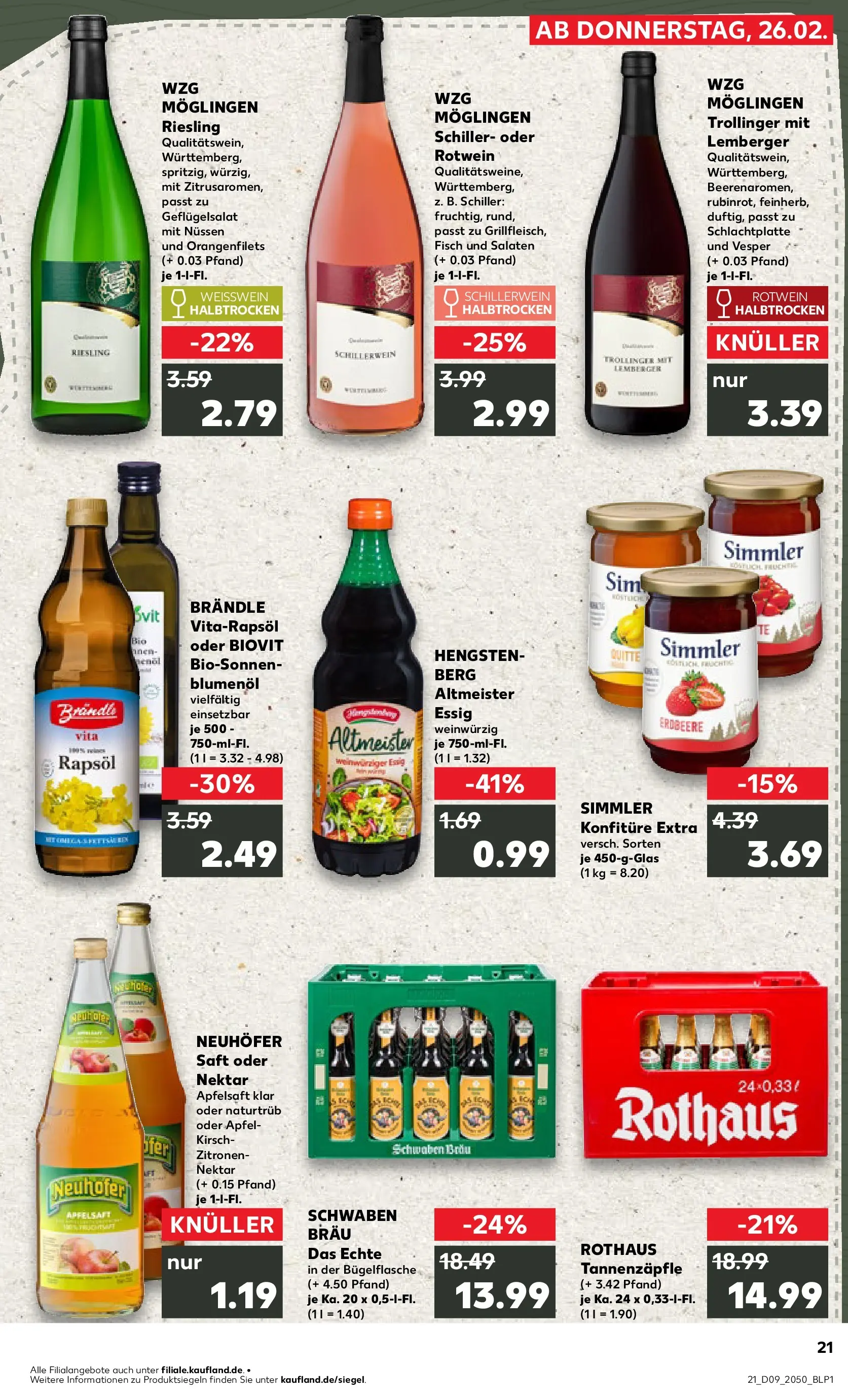 Prospekt Kaufland ab 26.02.2026 » Angebote Online zum Blättern | Seite: 21 | Produkte: Essig, Rapsöl, Äpfel, Fisch
