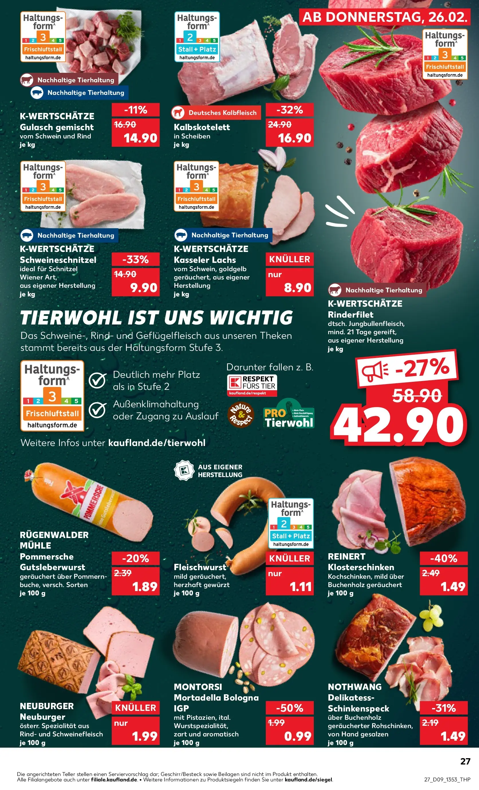 Prospekt Kaufland ab 26.02.2026 » Angebote Online zum Blättern | Seite: 27 | Produkte: Mühle, Rinderfilet, Schnitzel, Schweinefleisch