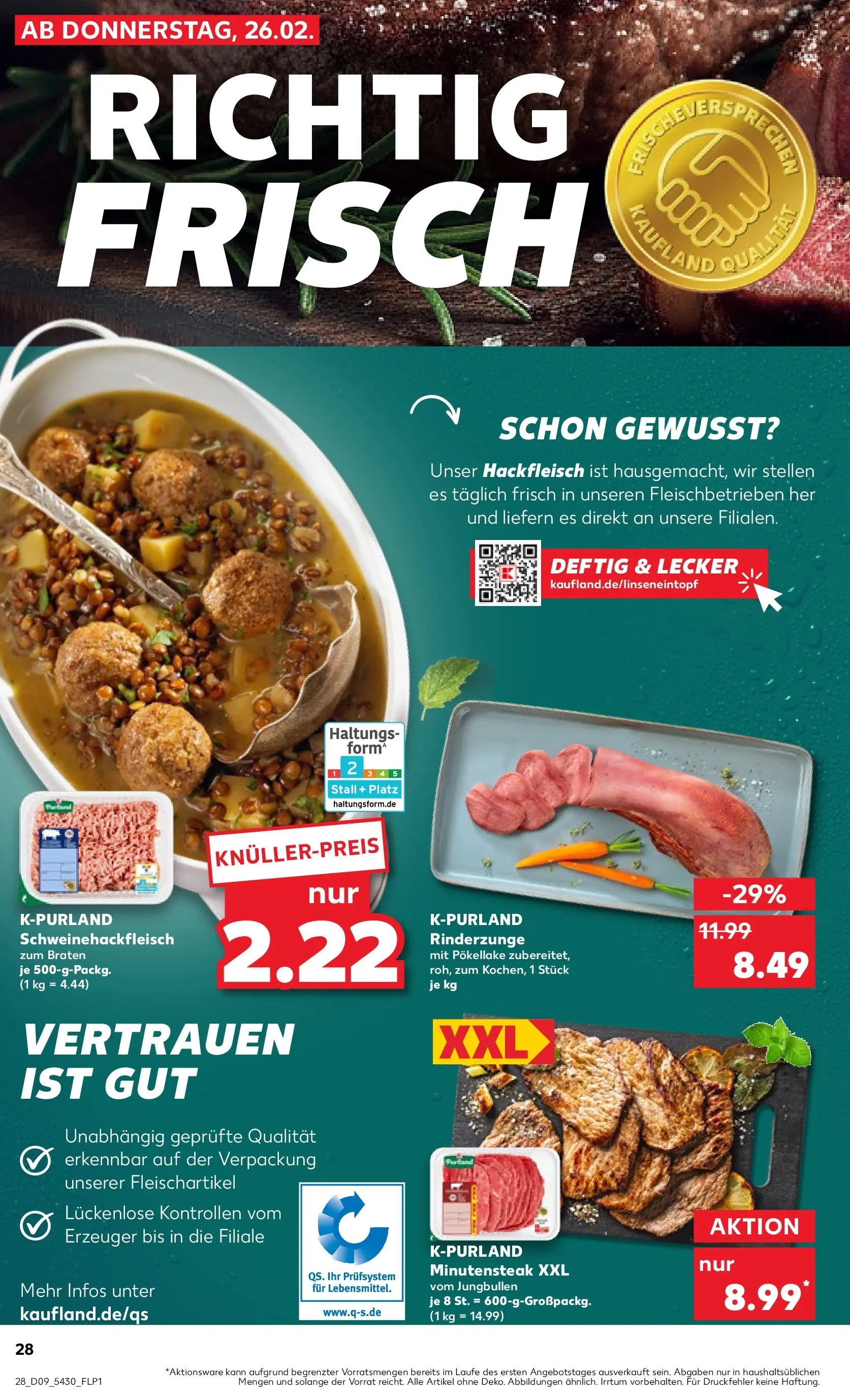 Prospekt Kaufland ab 26.02.2026 » Angebote Online zum Blättern | Seite: 28 | Produkte: Steak, Hackfleisch