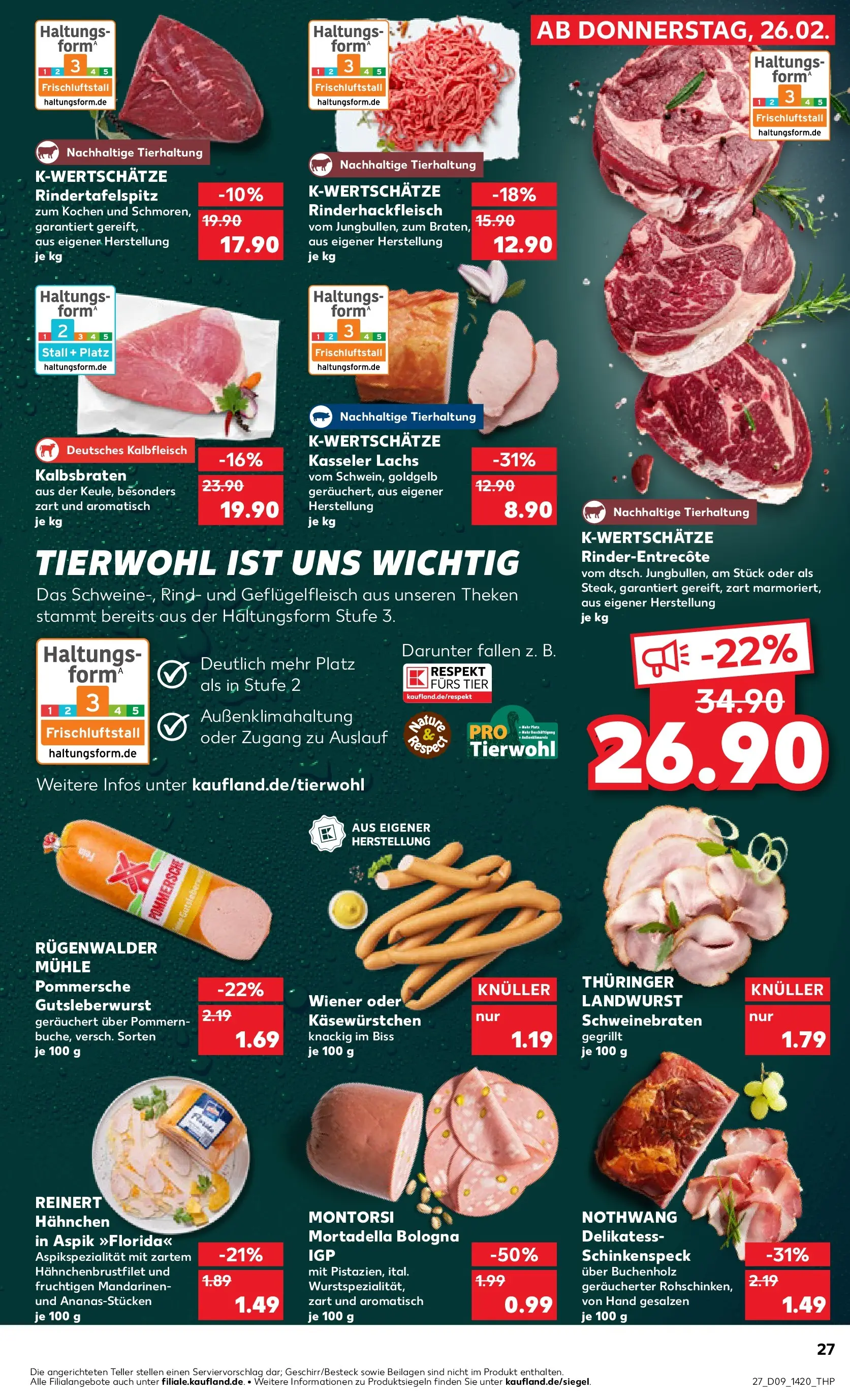 Prospekt Kaufland ab 26.02.2026 » Angebote Online zum Blättern | Seite: 27 | Produkte: Hahnchen, Mandarinen, Lachs, Steak
