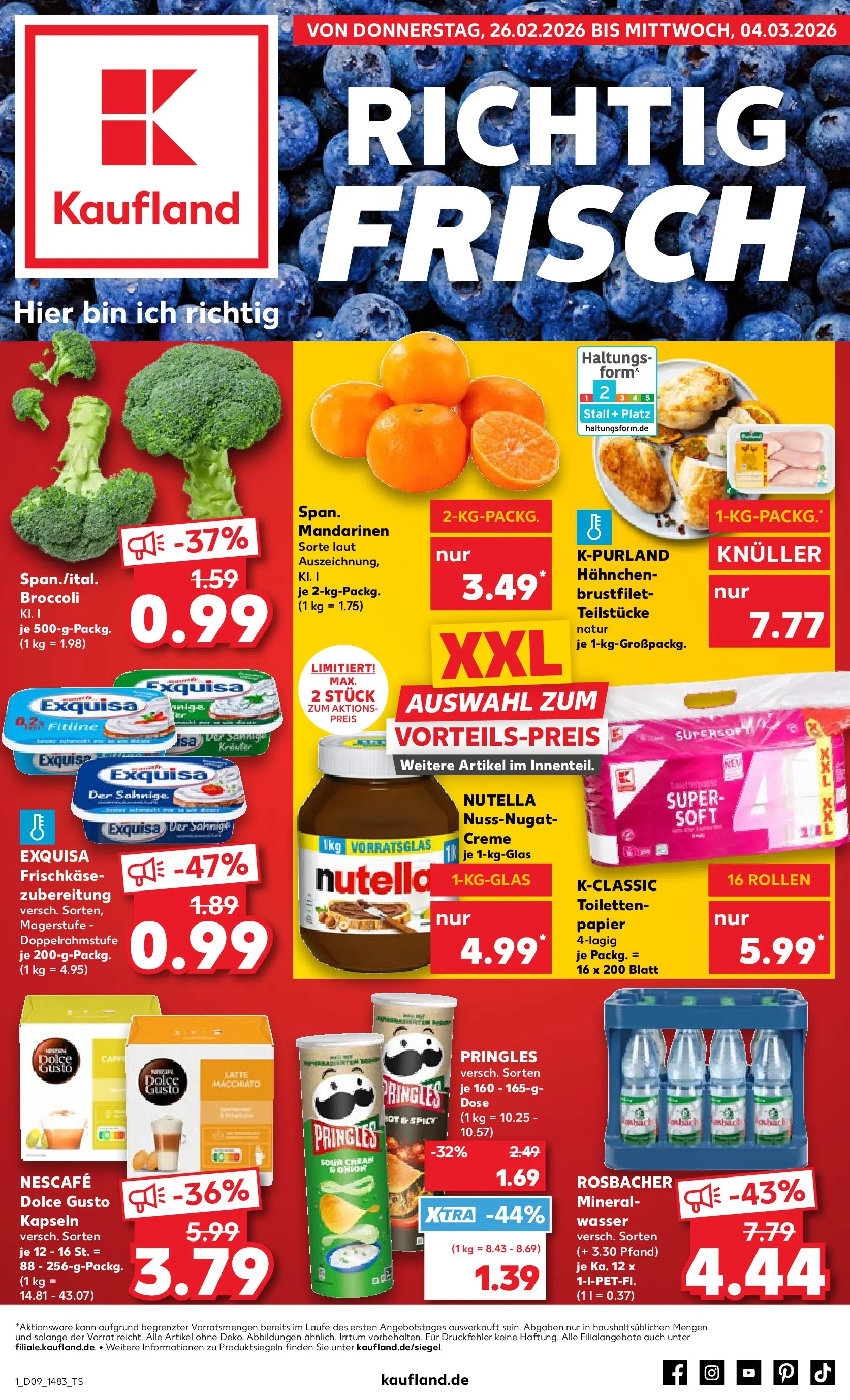 Prospekt Kaufland ab 26.02.2026 » Angebote und Werbung Online | Seite: 1 | Produkte: Nescafe, Mandarinen, Frischkase, Toilettenpapier Prospekt Kaufland ab 26.02.2026 » Angebote Online zum Blättern | Seite: 1 | Produkte: Nescafe, Mandarinen, Frischkase, Toilettenpapier