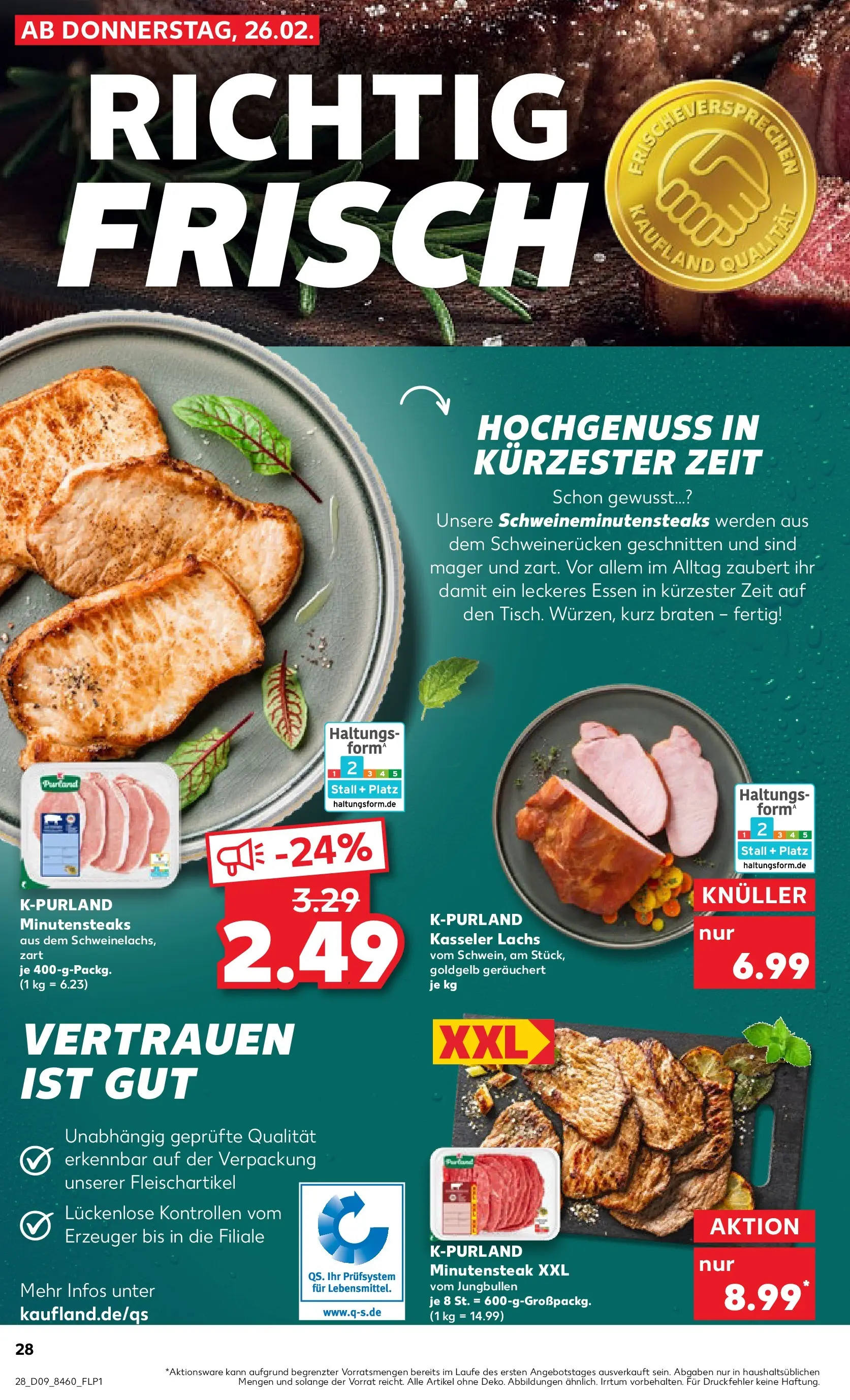 Prospekt Kaufland ab 26.02.2026 » Angebote Online zum Blättern | Seite: 28 | Produkte: Lachs, Schweinerucken, Steak