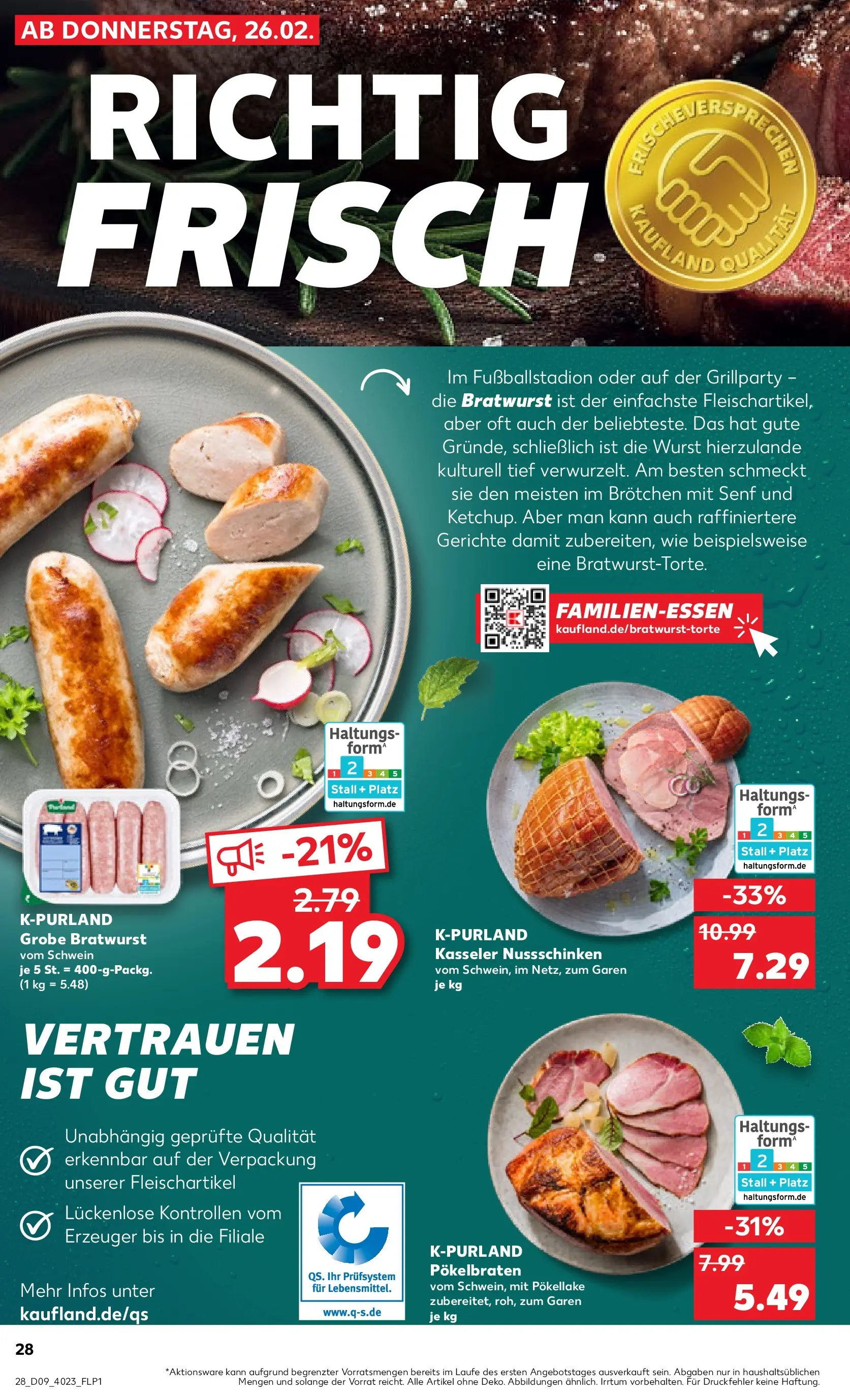 Prospekt Kaufland ab 26.02.2026 » Angebote Online zum Blättern | Seite: 28 | Produkte: Bratwurst, Wurst