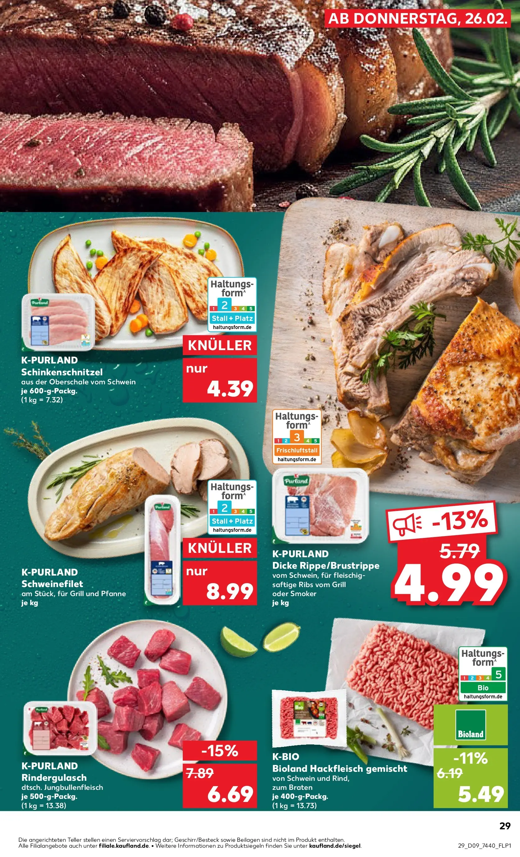 Prospekt Kaufland ab 26.02.2026 » Angebote und Werbung Online | Seite: 29 | Produkte: Grill, Rindergulasch, Schweinefilet, Hackfleisch Prospekt Kaufland ab 26.02.2026 » Angebote Online zum Blättern | Seite: 29 | Produkte: Grill, Rindergulasch, Schweinefilet, Hackfleisch