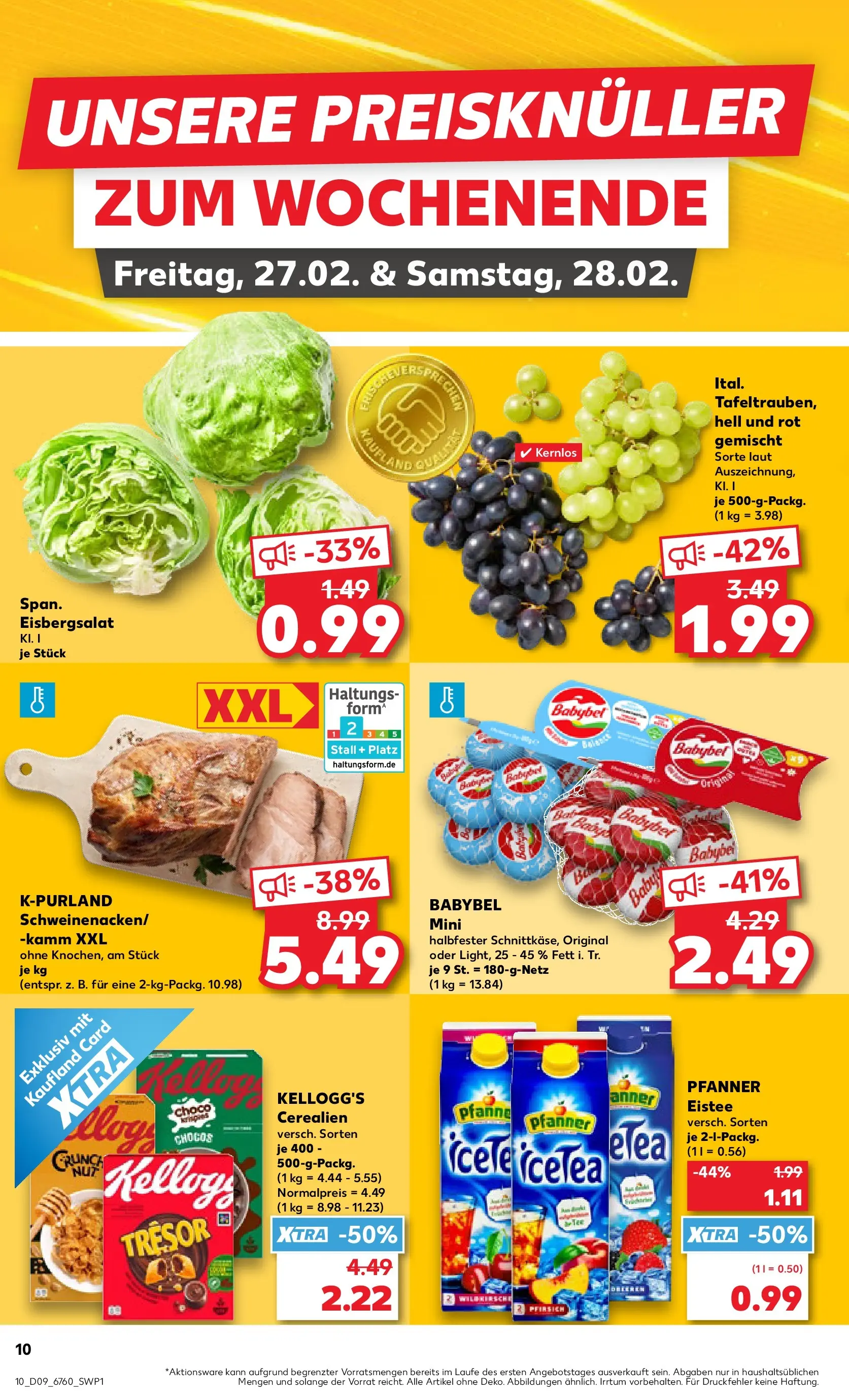 Prospekt Kaufland ab 26.02.2026 » Angebote Online zum Blättern | Seite: 10 | Produkte: Kellogg's, Eisbergsalat, Pfanner eistee, Pfirsich
