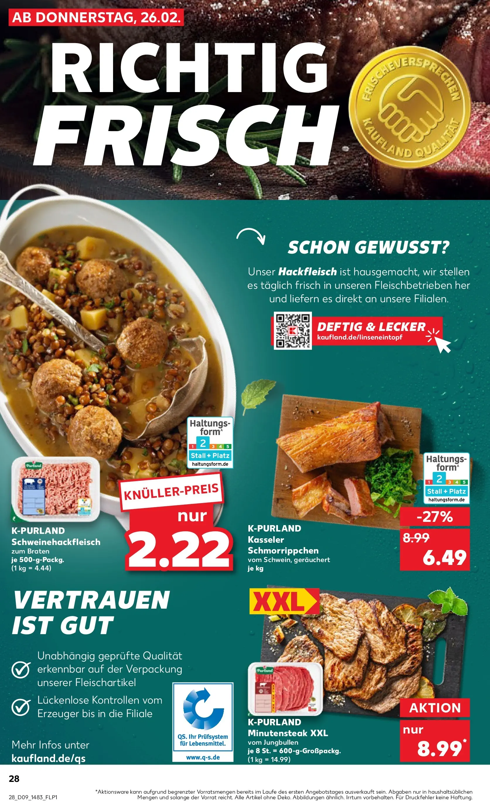 Prospekt Kaufland ab 26.02.2026 » Angebote und Werbung Online | Seite: 28 | Produkte: Steak, Hackfleisch Prospekt Kaufland ab 26.02.2026 » Angebote Online zum Blättern | Seite: 28 | Produkte: Steak, Hackfleisch