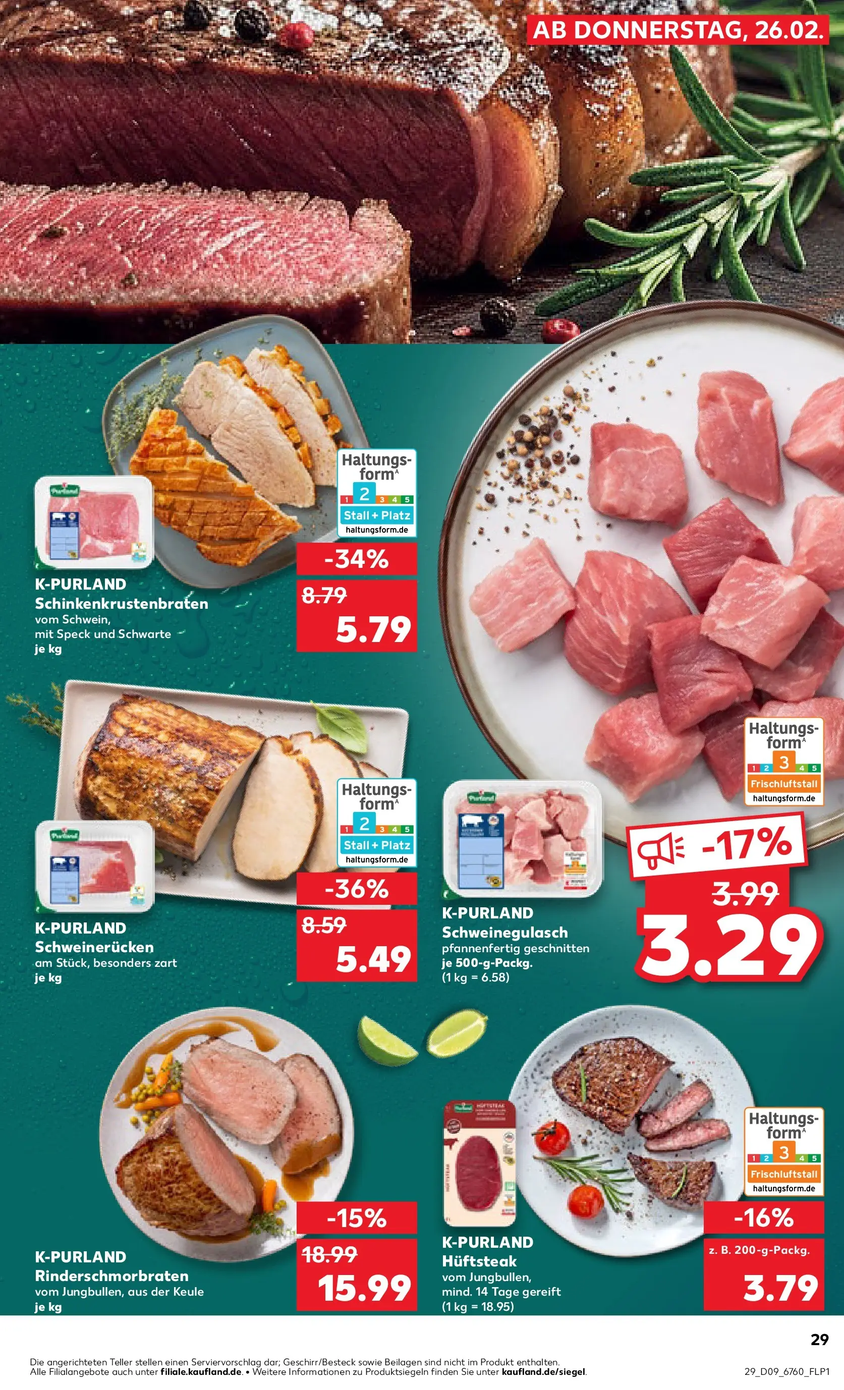 Prospekt Kaufland ab 26.02.2026 » Angebote Online zum Blättern | Seite: 29 | Produkte: Schweinegulasch, Schweinerucken