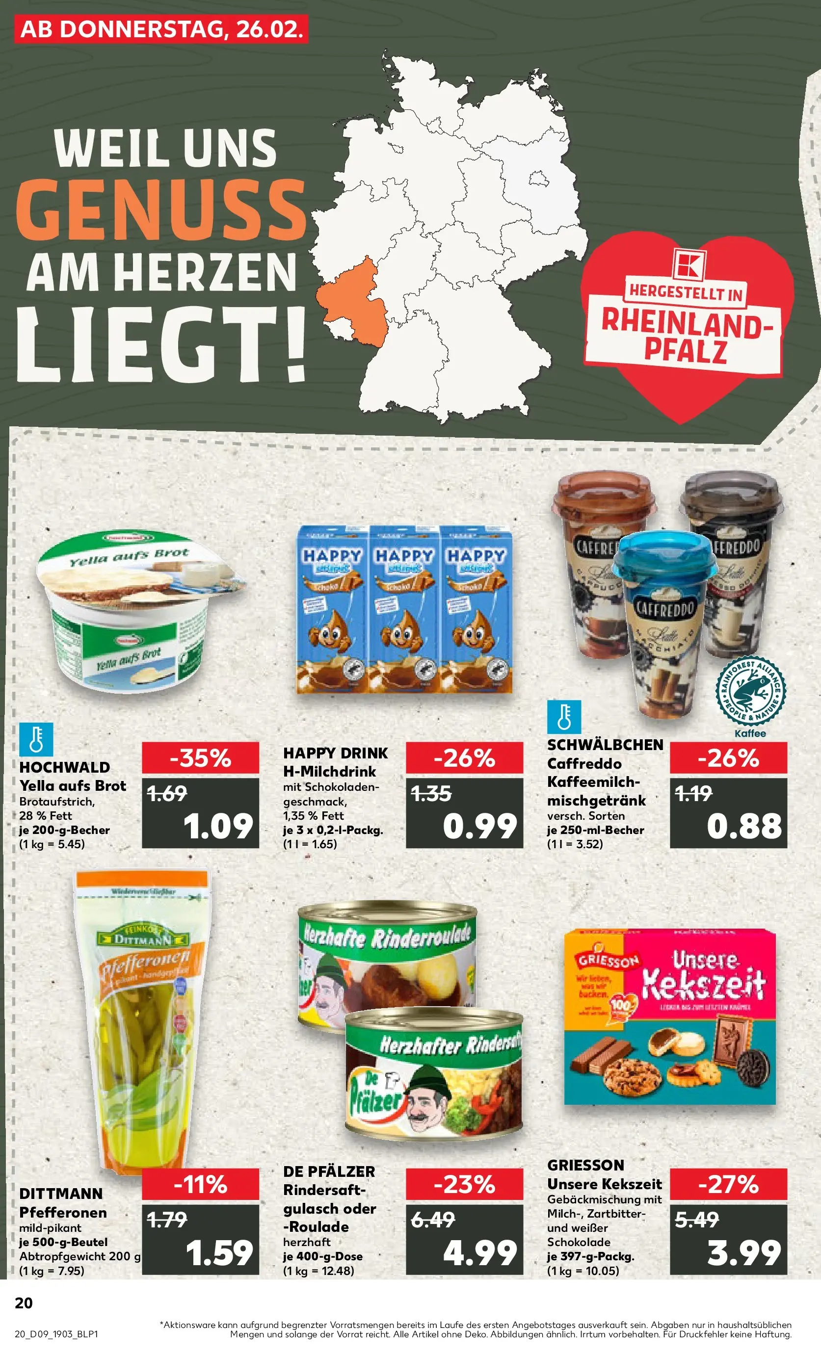 Prospekt Kaufland ab 26.02.2026 » Angebote Online zum Blättern | Seite: 20 | Produkte: Kaffee, Schokolade, Gulasch, Brot