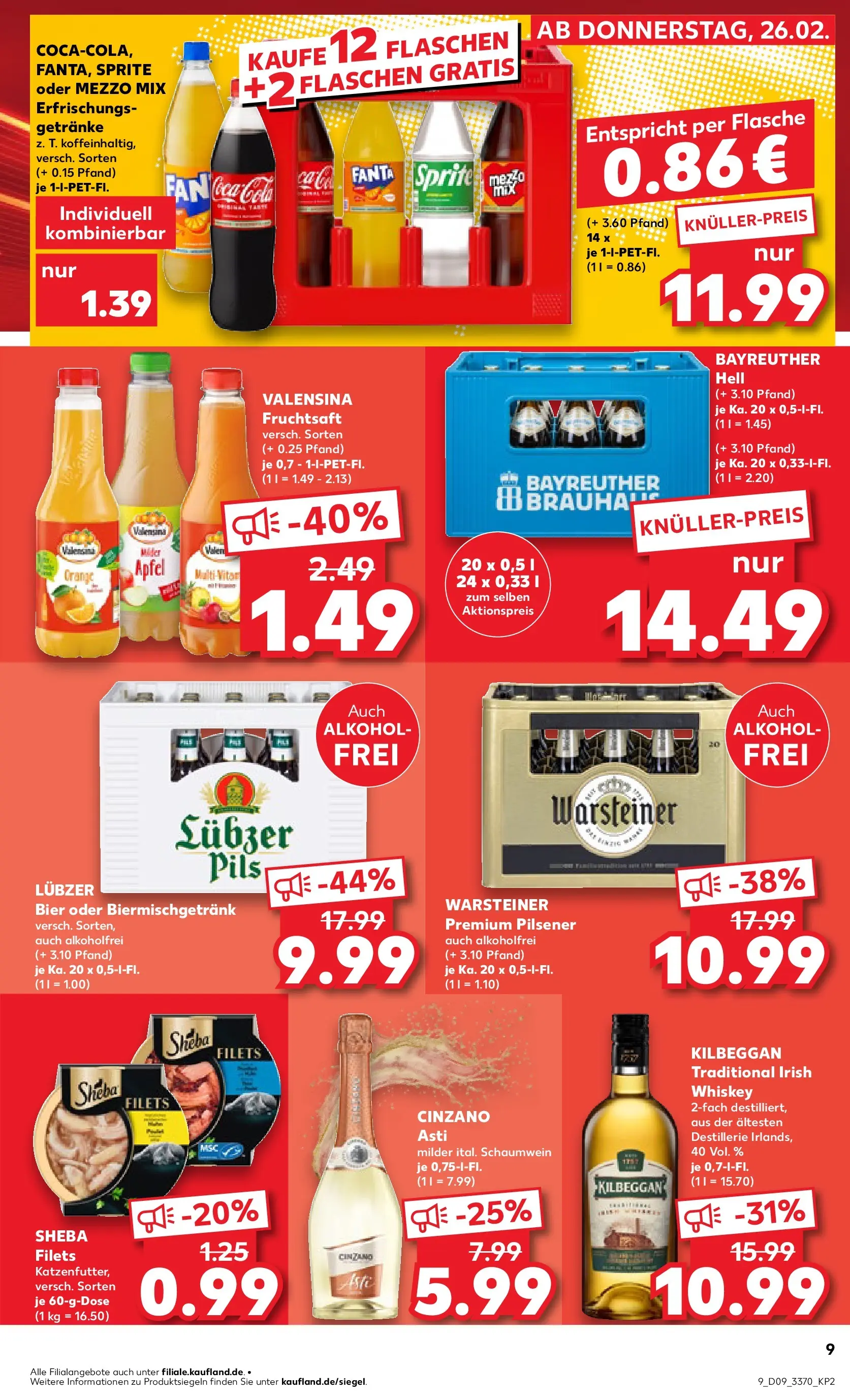 Prospekt Kaufland ab 26.02.2026 » Angebote Online zum Blättern | Seite: 9 | Produkte: Sheba, Fanta, Pils, Valensina