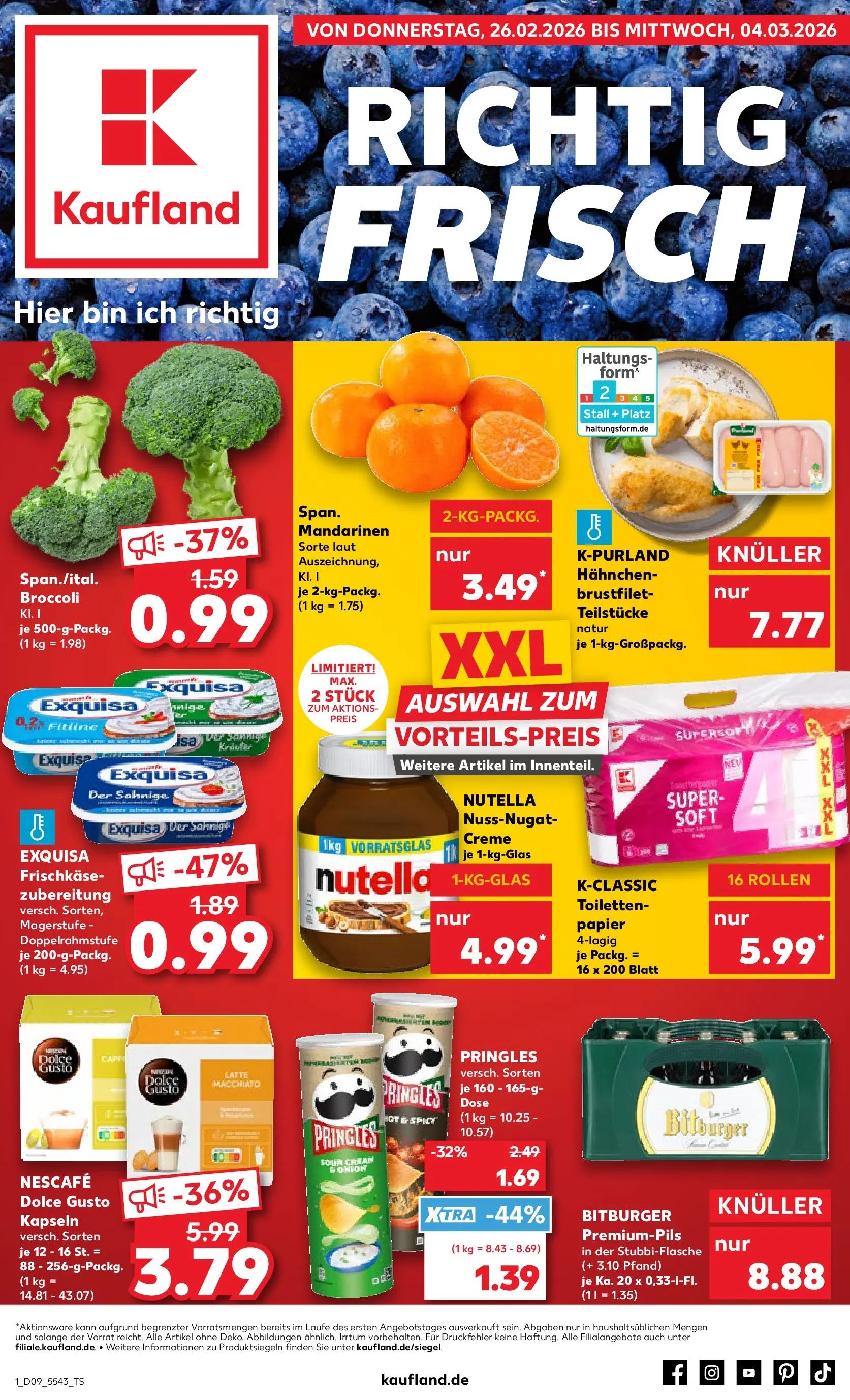 Prospekt Kaufland ab 26.02.2026 » Angebote und Werbung Online | Seite: 1 | Produkte: Bitburger, Nescafe, Frischkase, Toilettenpapier Prospekt Kaufland ab 26.02.2026 » Angebote Online zum Blättern | Seite: 1 | Produkte: Bitburger, Nescafe, Frischkase, Toilettenpapier