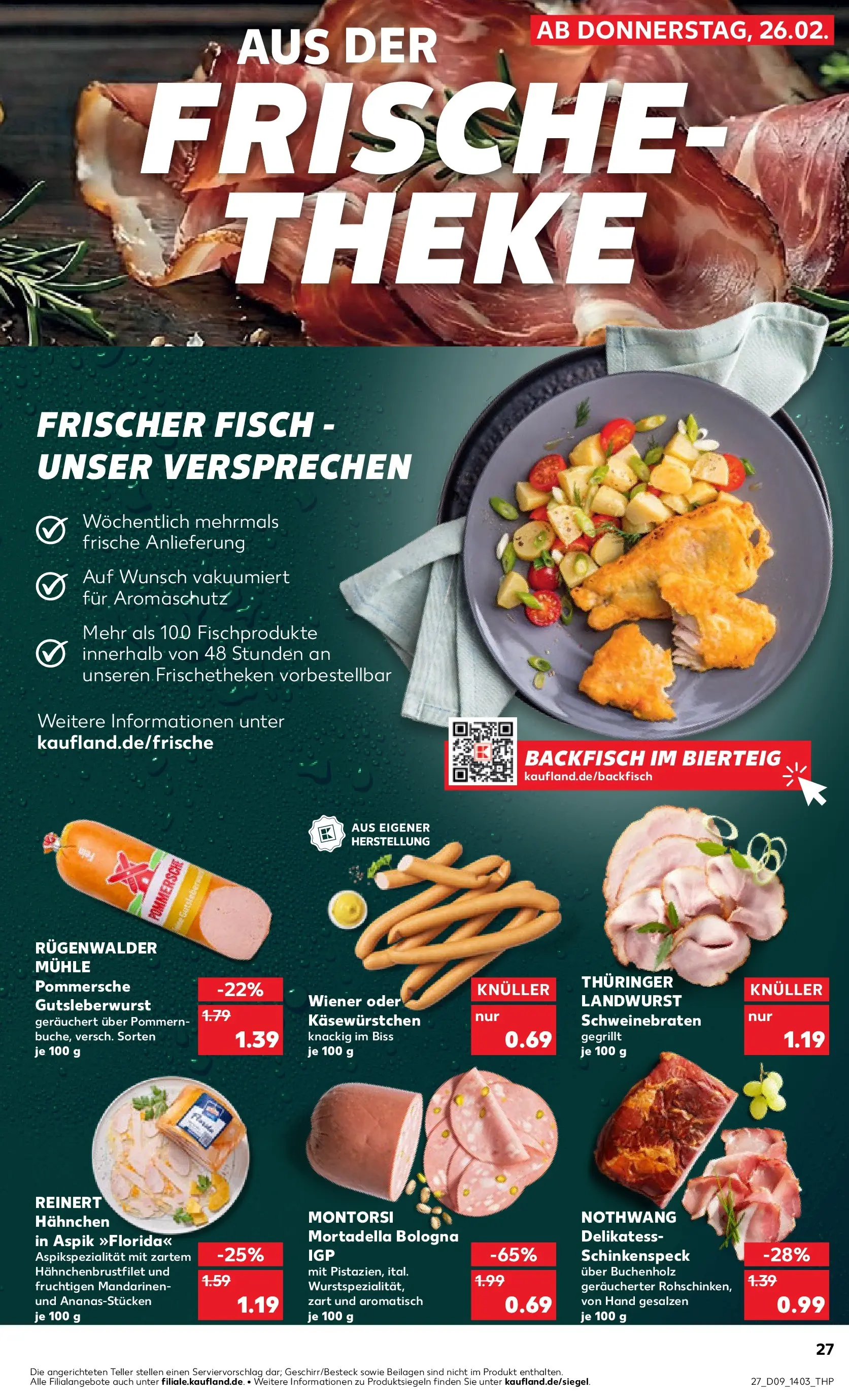 Prospekt Kaufland ab 26.02.2026 » Angebote Online zum Blättern | Seite: 27 | Produkte: Mühle, Hahnchen, Theke, Mandarinen