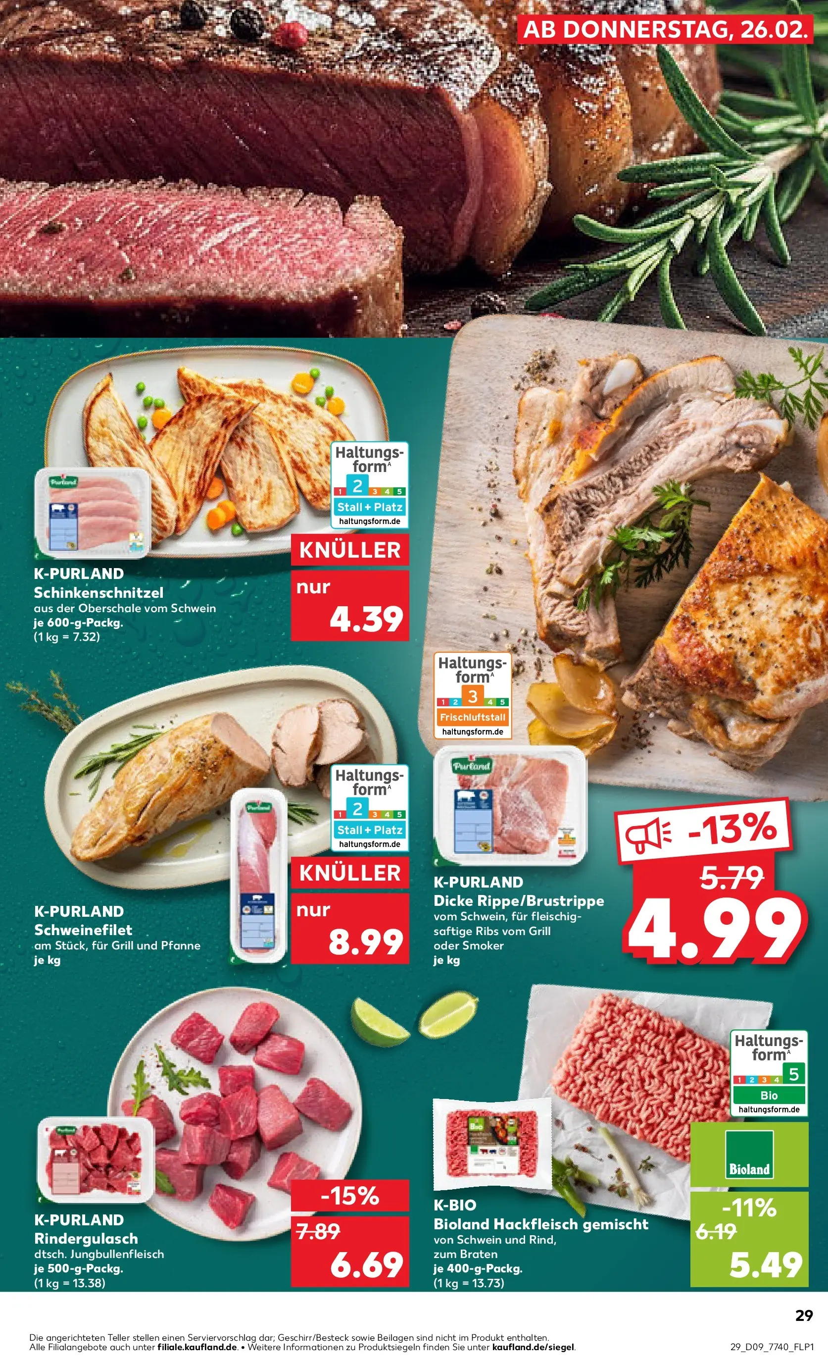 Prospekt Kaufland ab 26.02.2026 » Angebote Online zum Blättern | Seite: 29 | Produkte: Grill, Rindergulasch, Schweinefilet, Hackfleisch