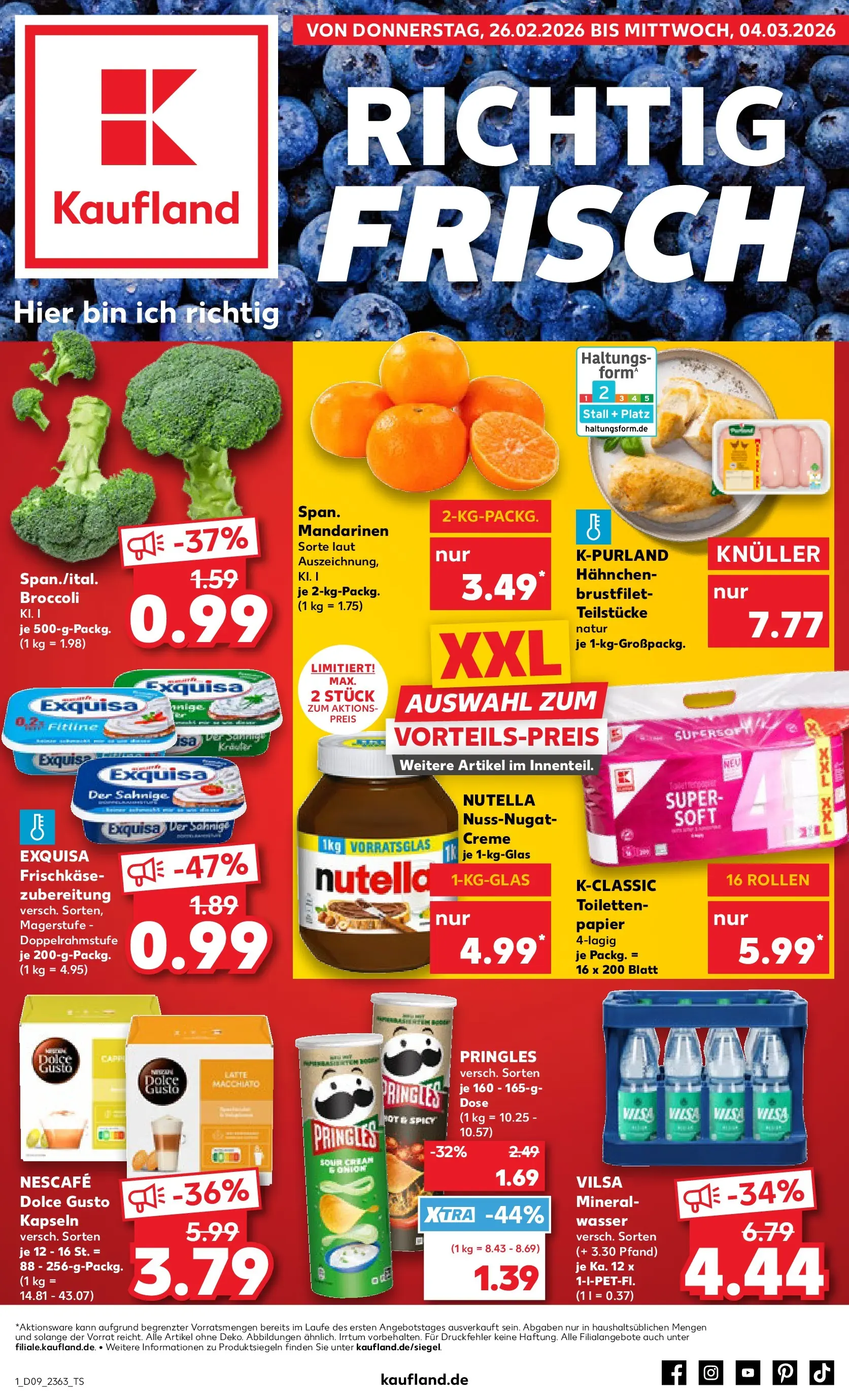 Prospekt Kaufland ab 26.02.2026 » Angebote Online zum Blättern | Seite: 1 | Produkte: Creme, Exquisa, Dolce Gusto kapseln, Pringles