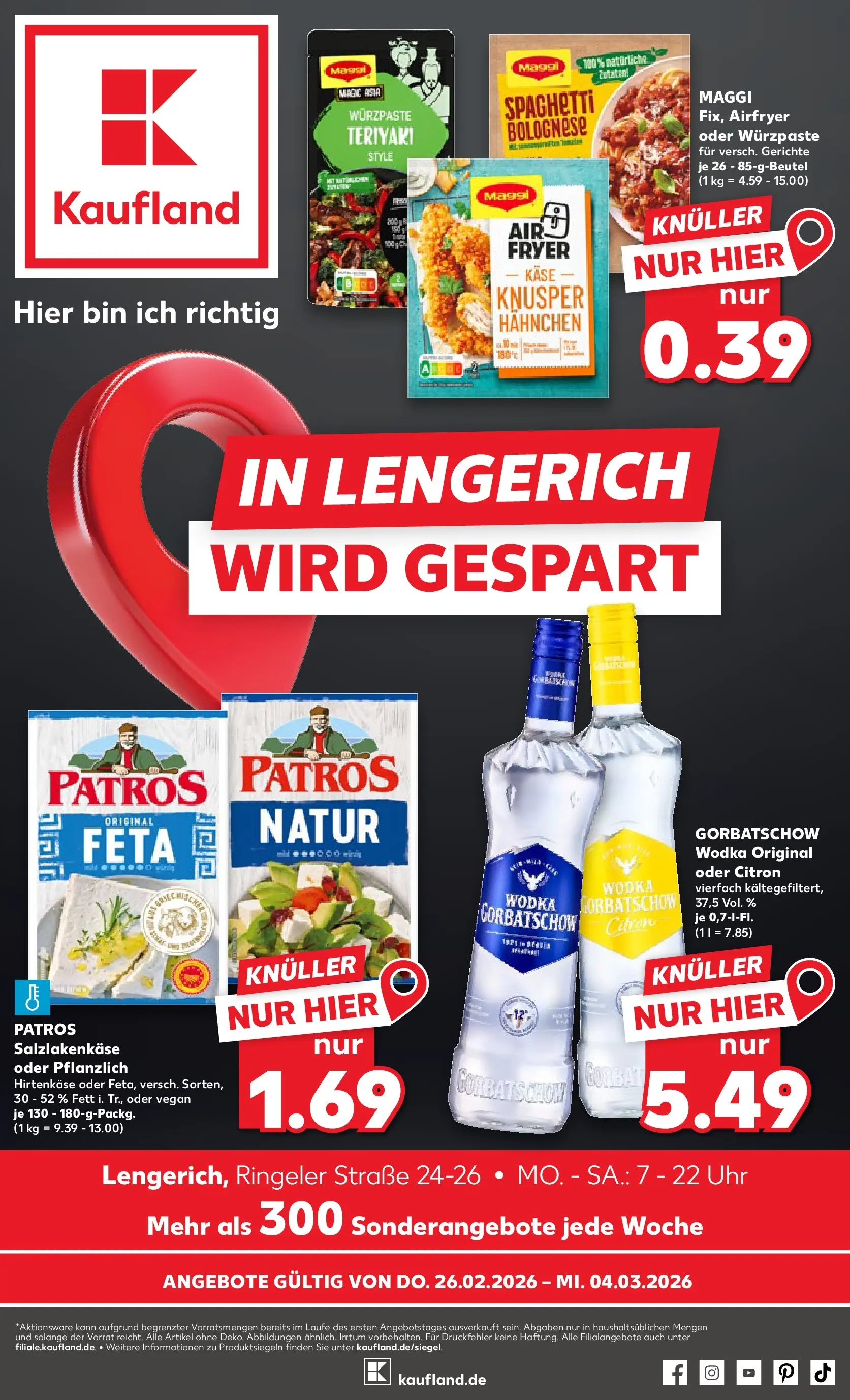 Prospekt Kaufland ab 26.02.2026 » Angebote Online zum Blättern | Seite: 1 | Produkte: Hahnchen, Maggi, Feta, Patros