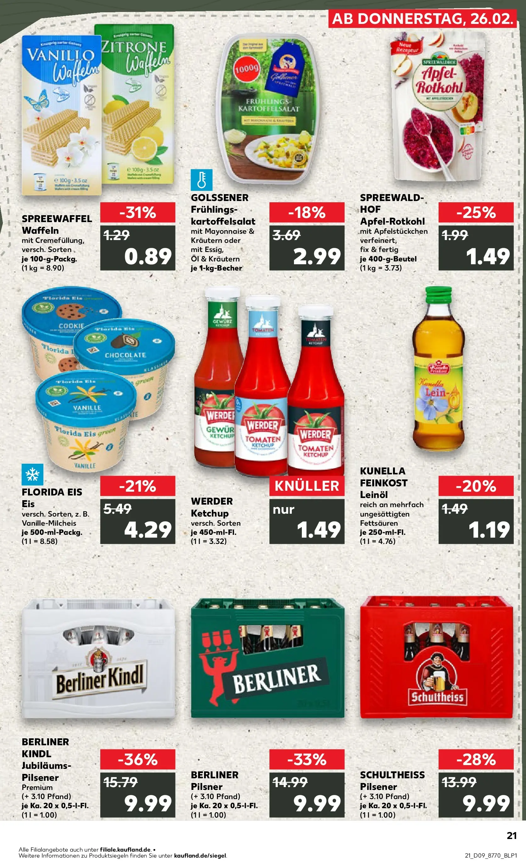 Prospekt Kaufland ab 26.02.2026 » Angebote Online zum Blättern | Seite: 21 | Produkte: Rotkohl, Tomaten, Zitrone, Berliner pilsner