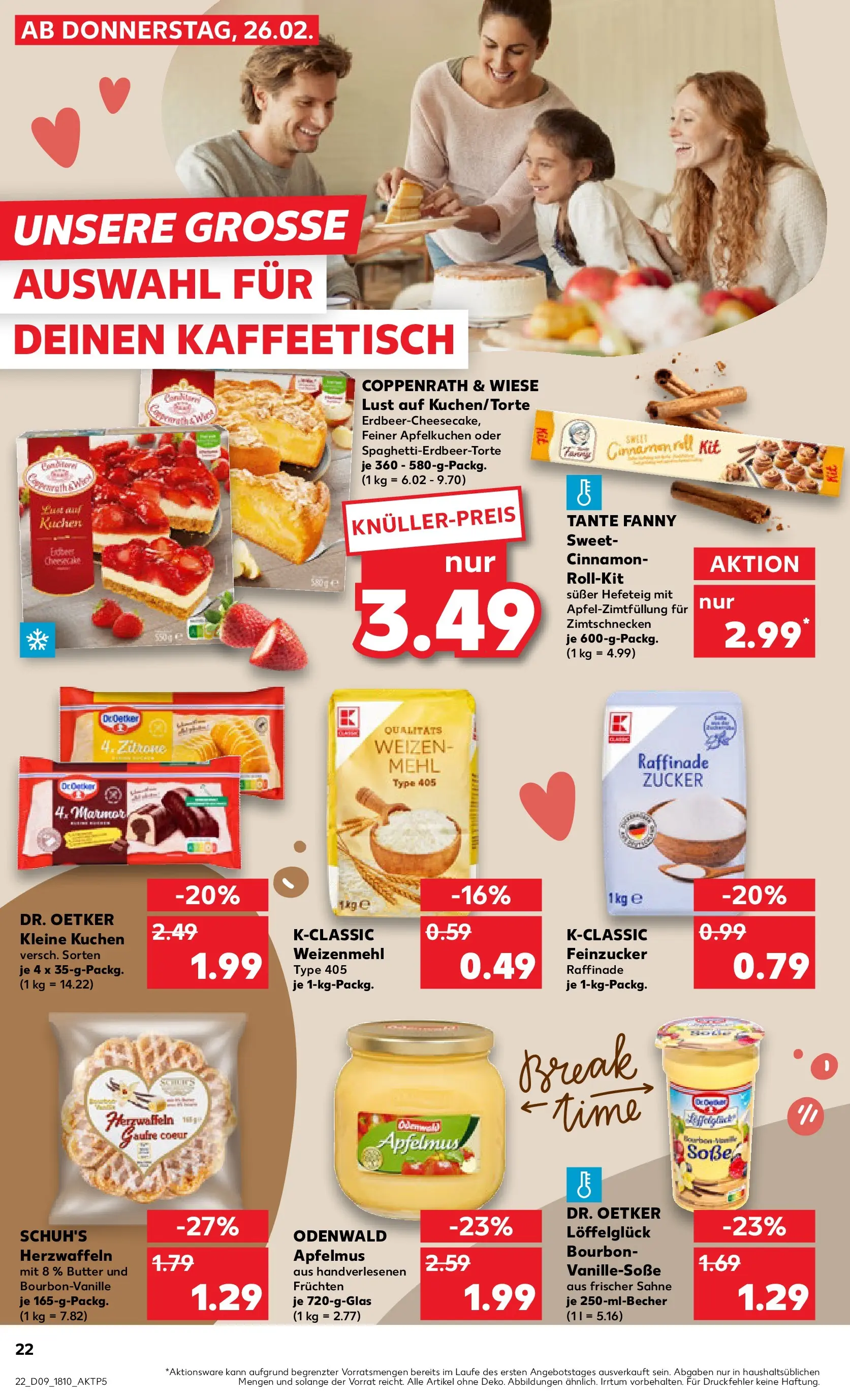 Prospekt Kaufland ab 26.02.2026 » Angebote Online zum Blättern | Seite: 22 | Produkte: Mehl, Butter, Kuchen, Sahne