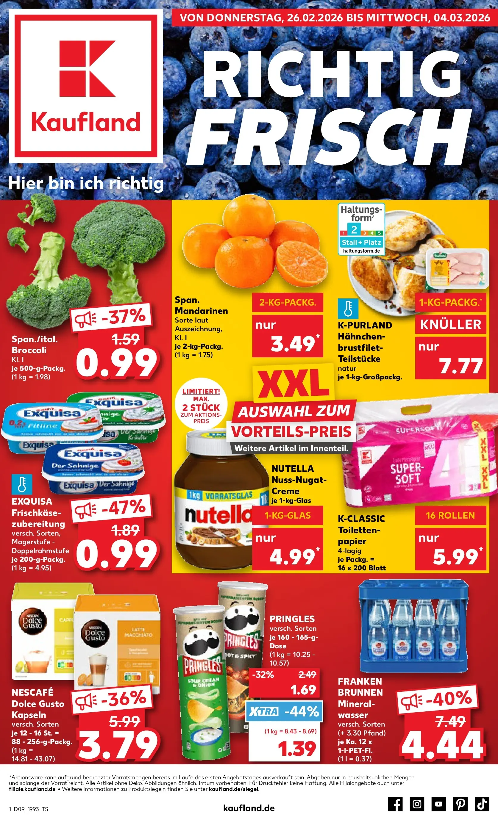 Prospekt Kaufland ab 26.02.2026 » Angebote Online zum Blättern | Seite: 1 | Produkte: Nescafe, Dolce gusto, Frischkase, Toilettenpapier