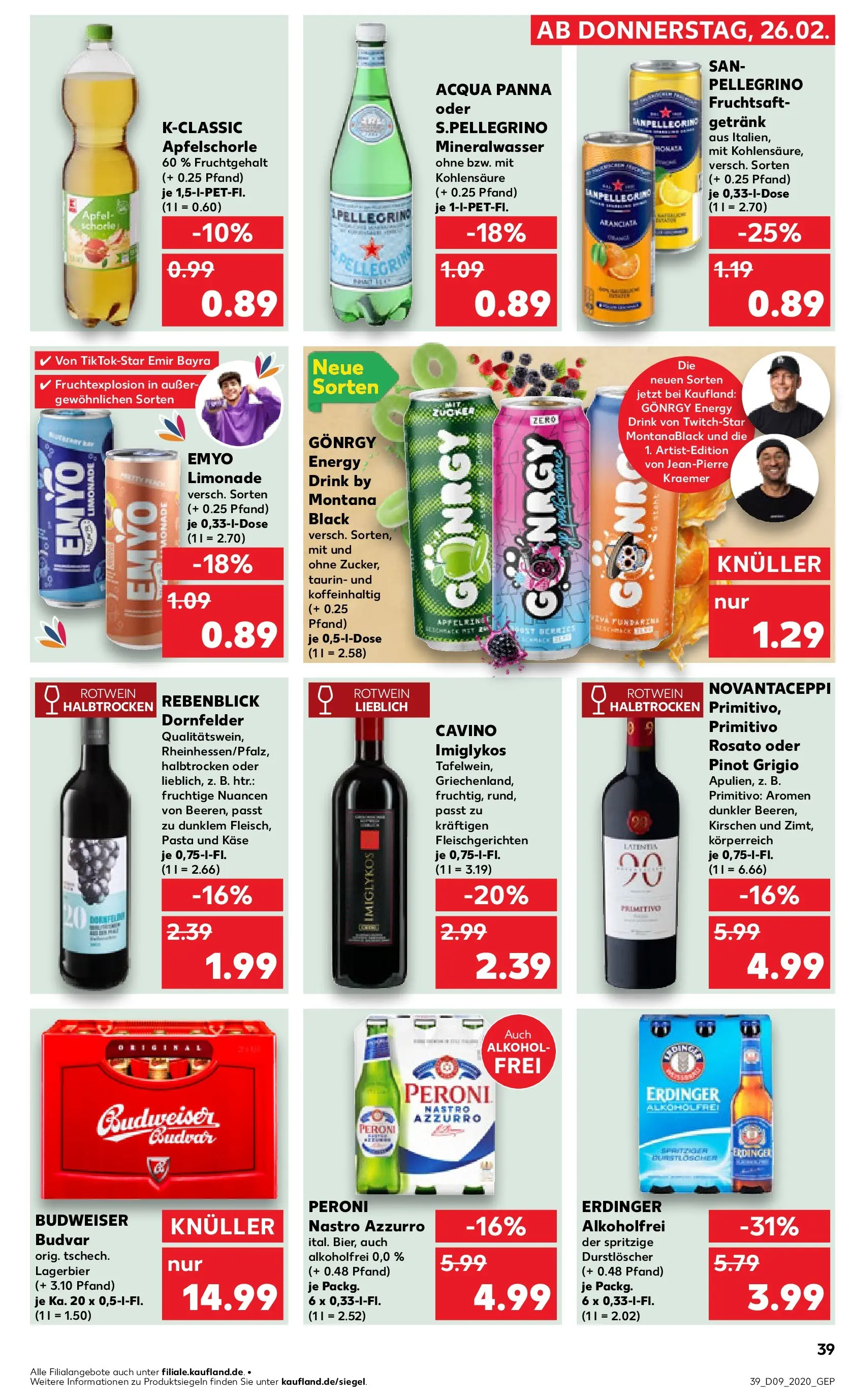 Prospekt Kaufland ab 26.02.2026 » Angebote Online zum Blättern | Seite: 39 | Produkte: Erdinger, Rotwein halbtrocken, Äpfel, Mineralwasser