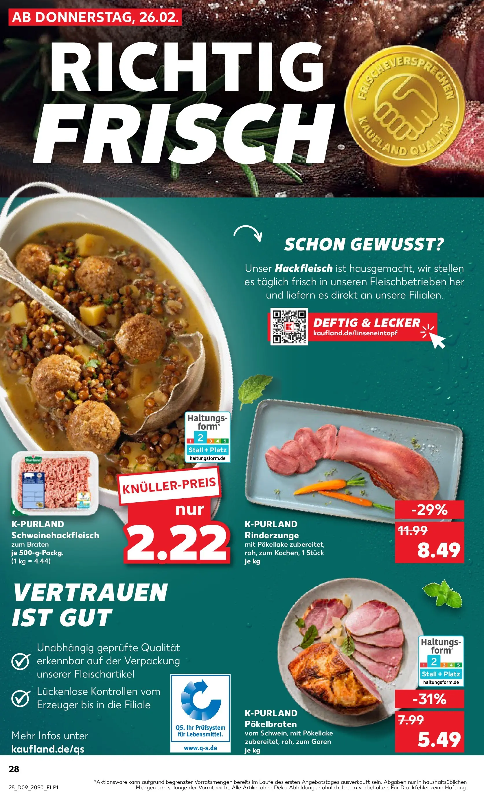 Prospekt Kaufland ab 26.02.2026 » Angebote Online zum Blättern | Seite: 28 | Produkte: Hackfleisch