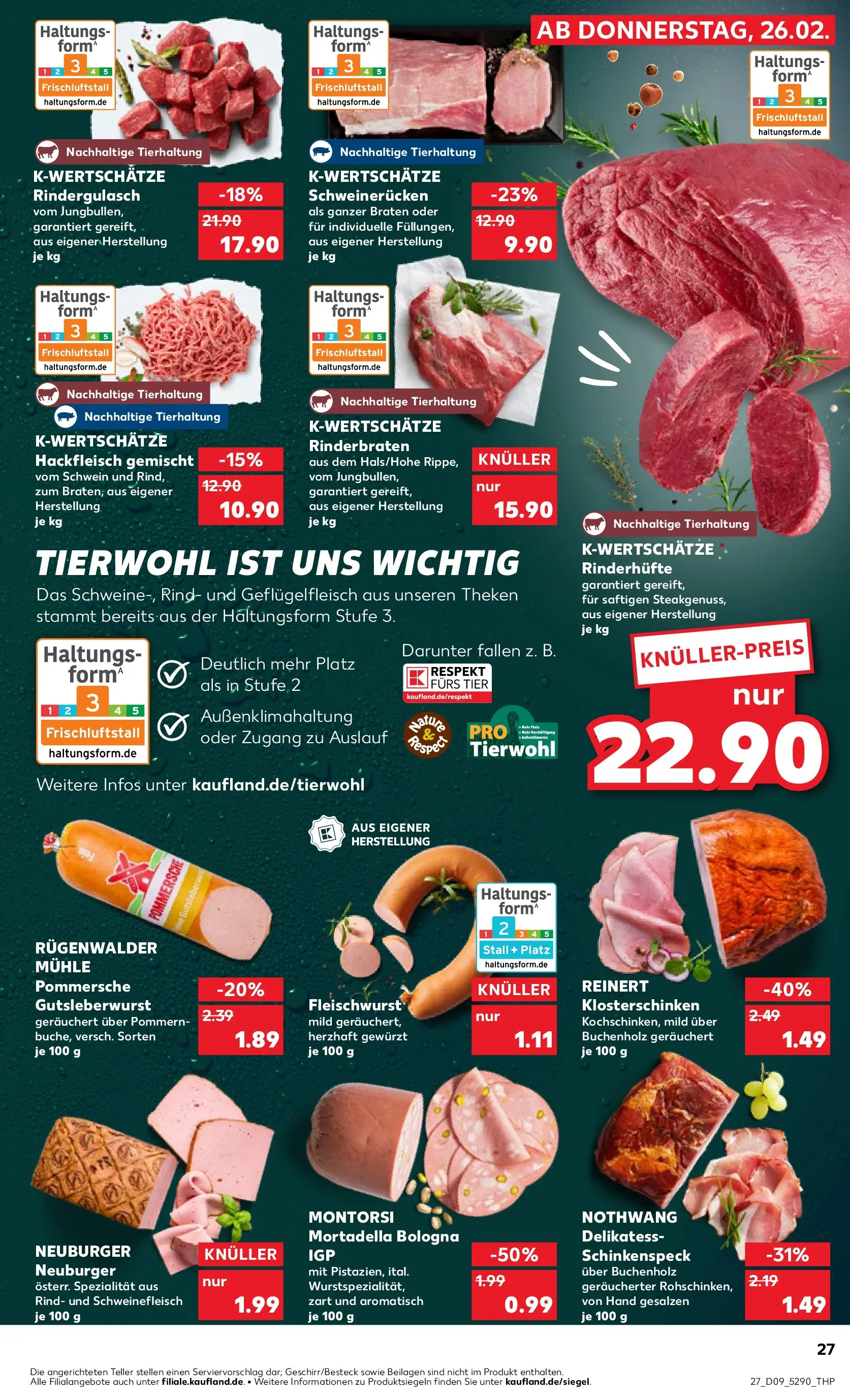 Prospekt Kaufland ab 26.02.2026 » Angebote Online zum Blättern | Seite: 27 | Produkte: Rinderbraten, Mühle, Schweinerucken, Hackfleisch